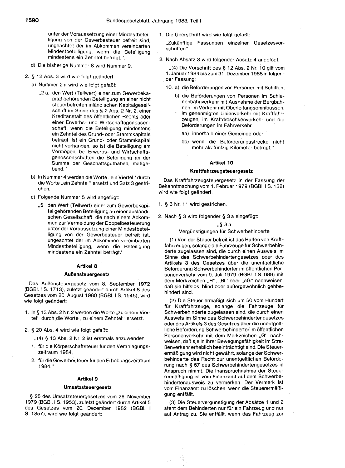 BGBl. 1983, Seite 1590 — Originalseite als Abbildung