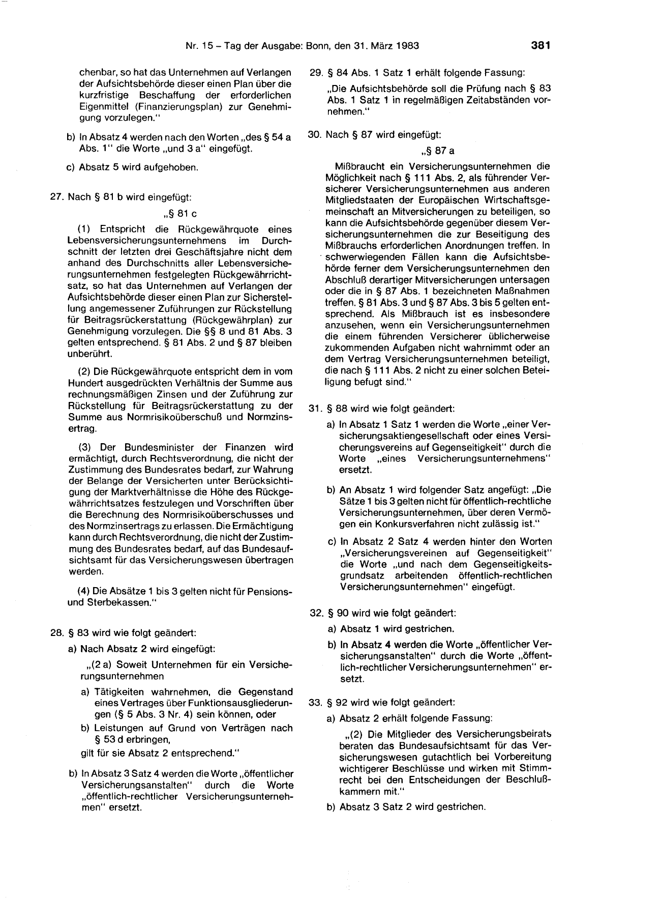 BGBl. 1983, Seite 381 — Originalseite als Abbildung