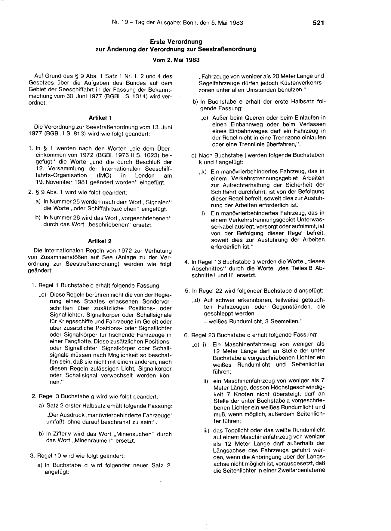 BGBl. 1983, Seite 521 — Originalseite als Abbildung