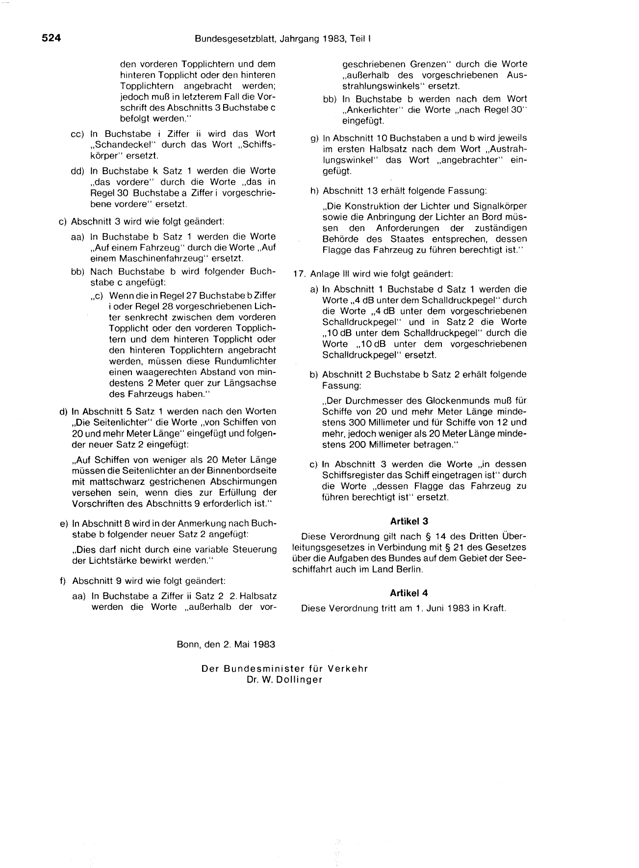 BGBl. 1983, Seite 524 — Originalseite als Abbildung