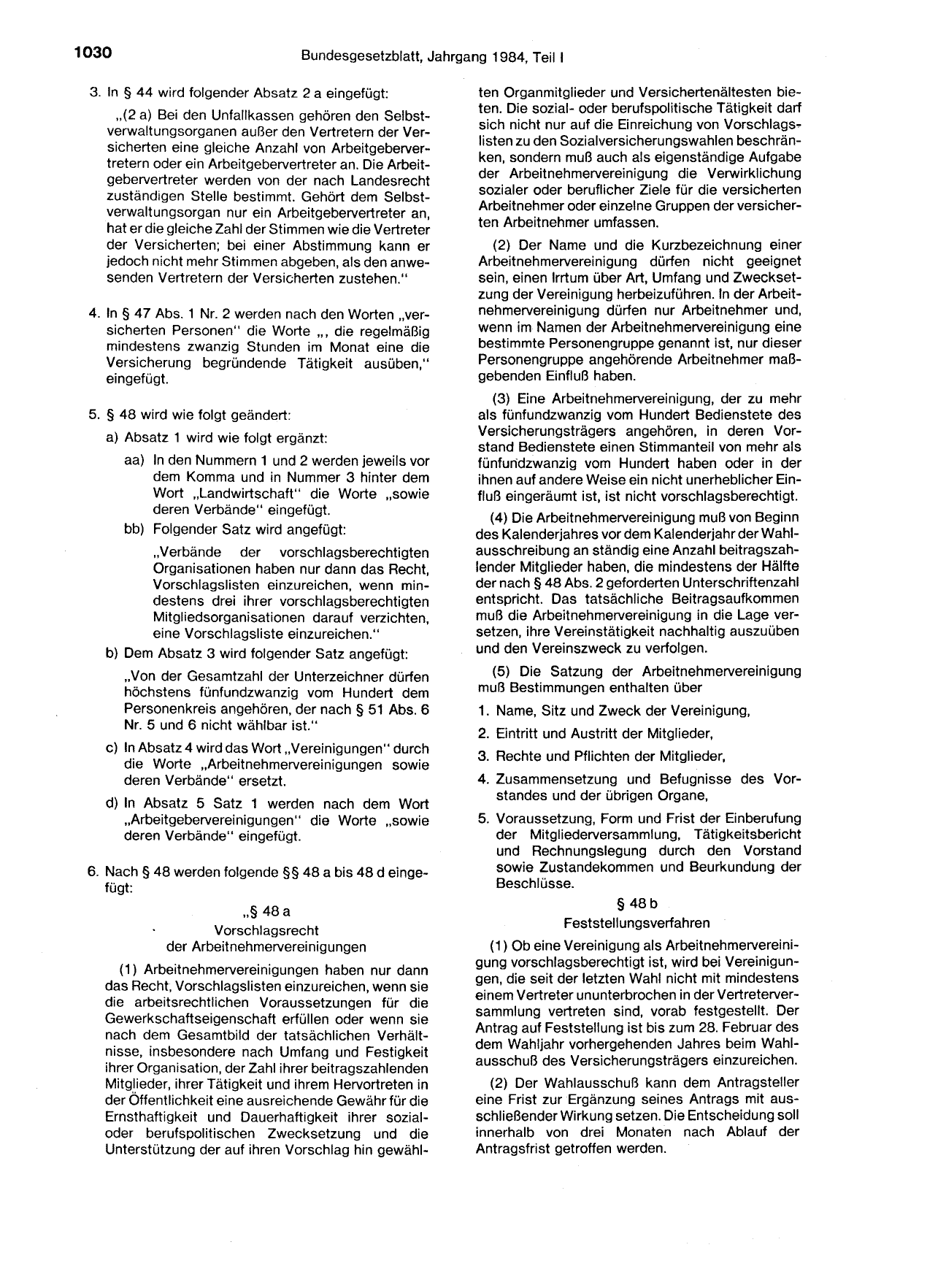 BGBl. 1984, Seite 1030 — Originalseite als Abbildung