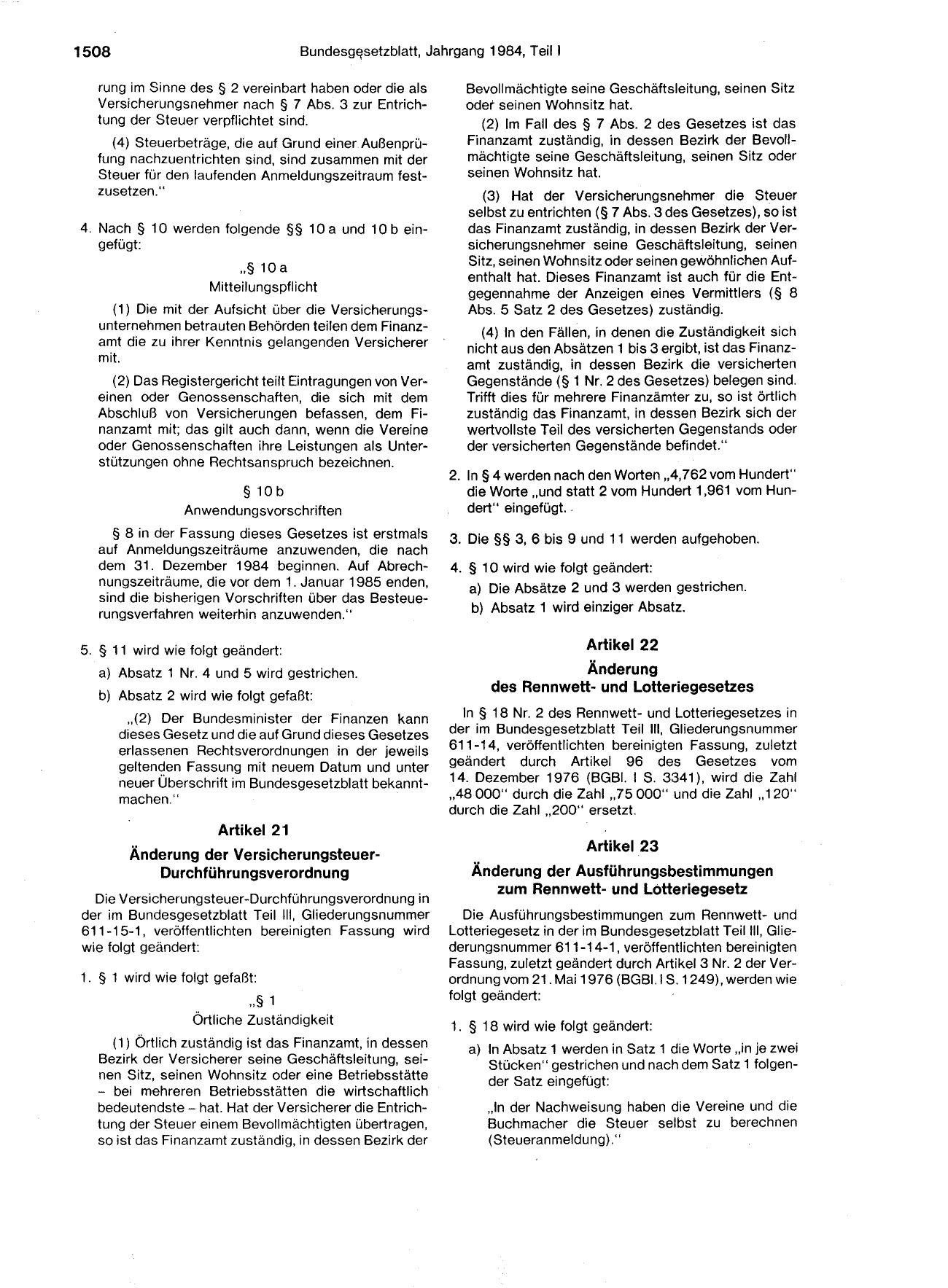 BGBl. 1984, Seite 1508 — Originalseite als Abbildung