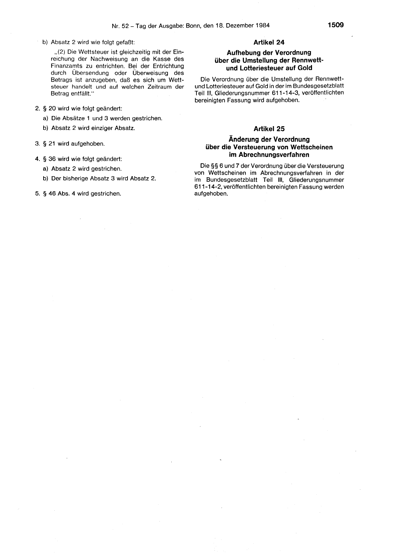 BGBl. 1984, Seite 1509 — Originalseite als Abbildung