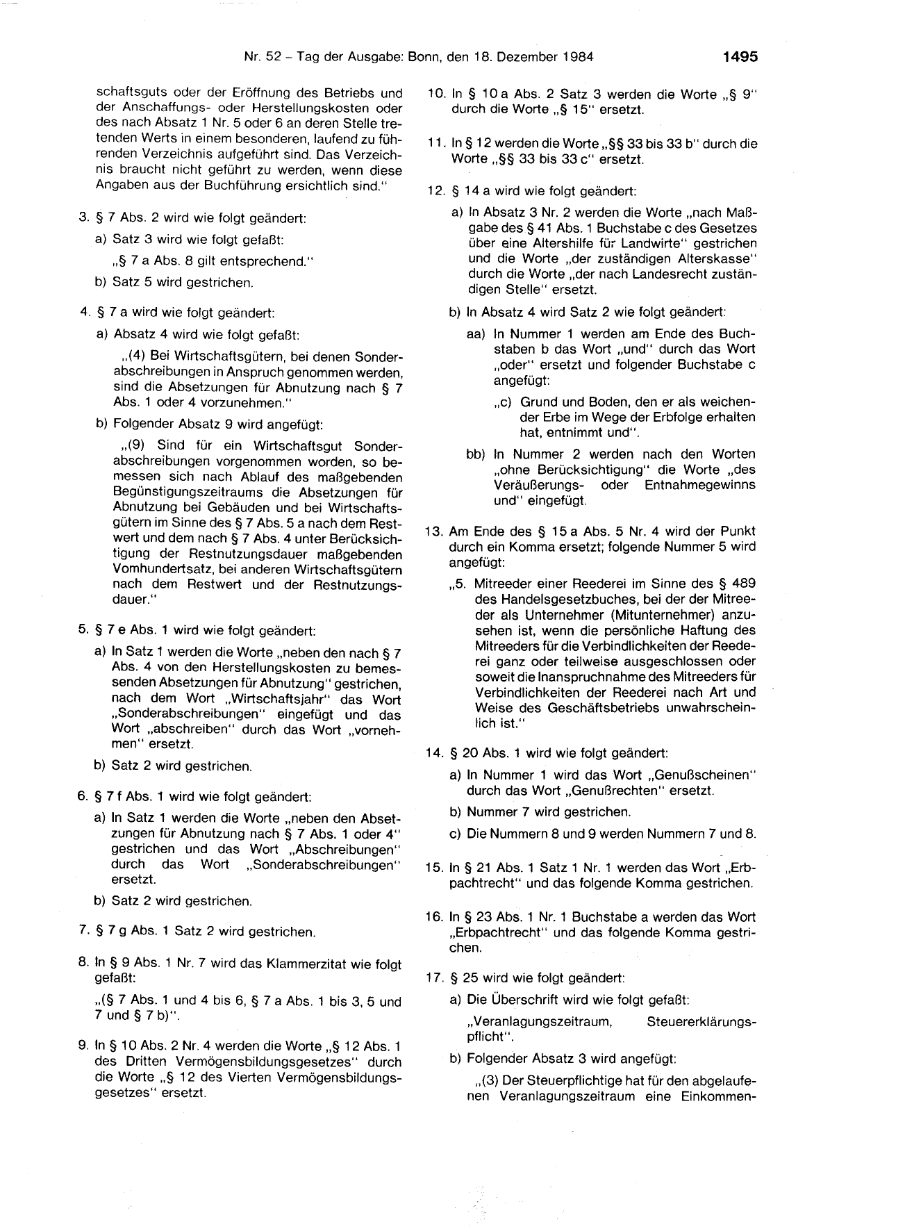 BGBl. 1984, Seite 1495 — Originalseite als Abbildung