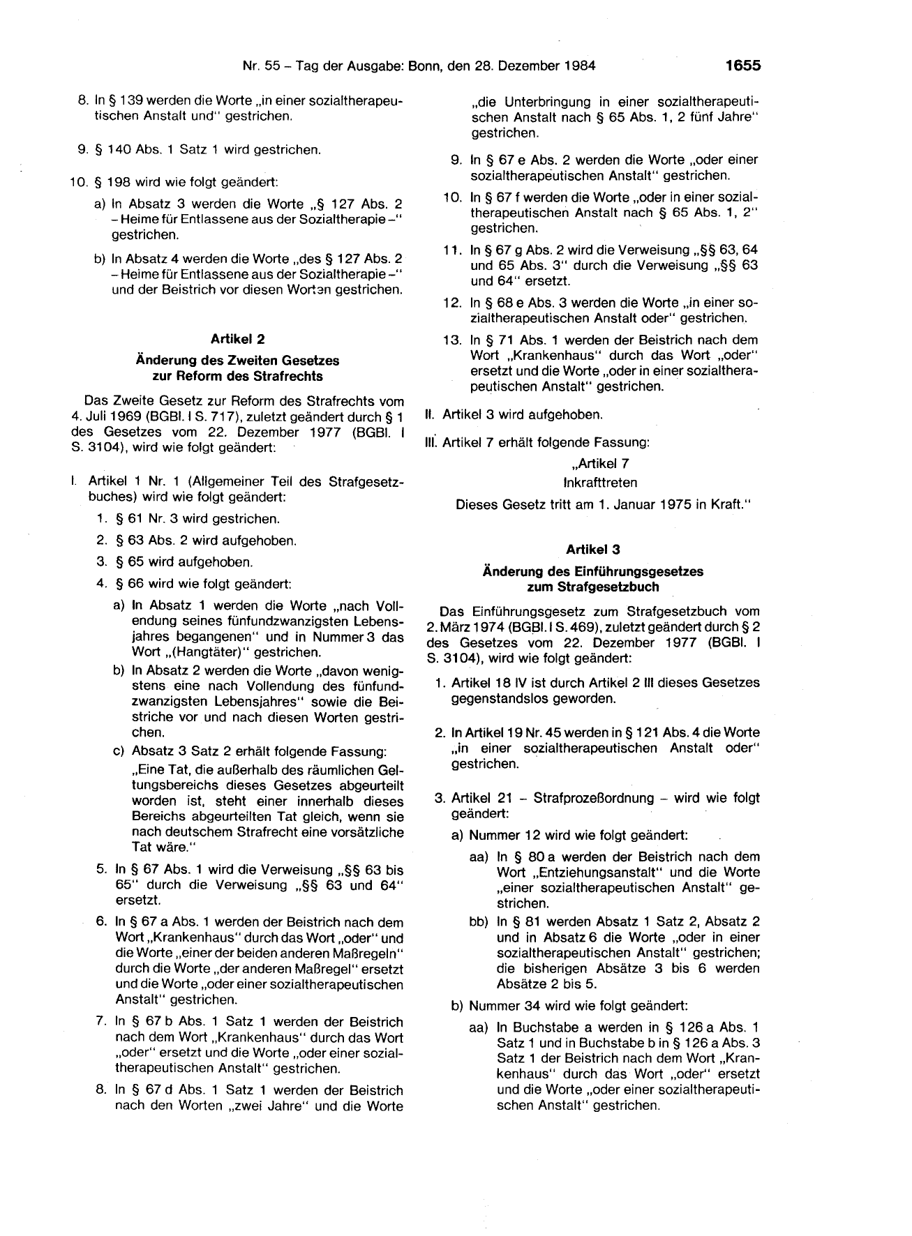 BGBl. 1984, Seite 1655 — Originalseite als Abbildung