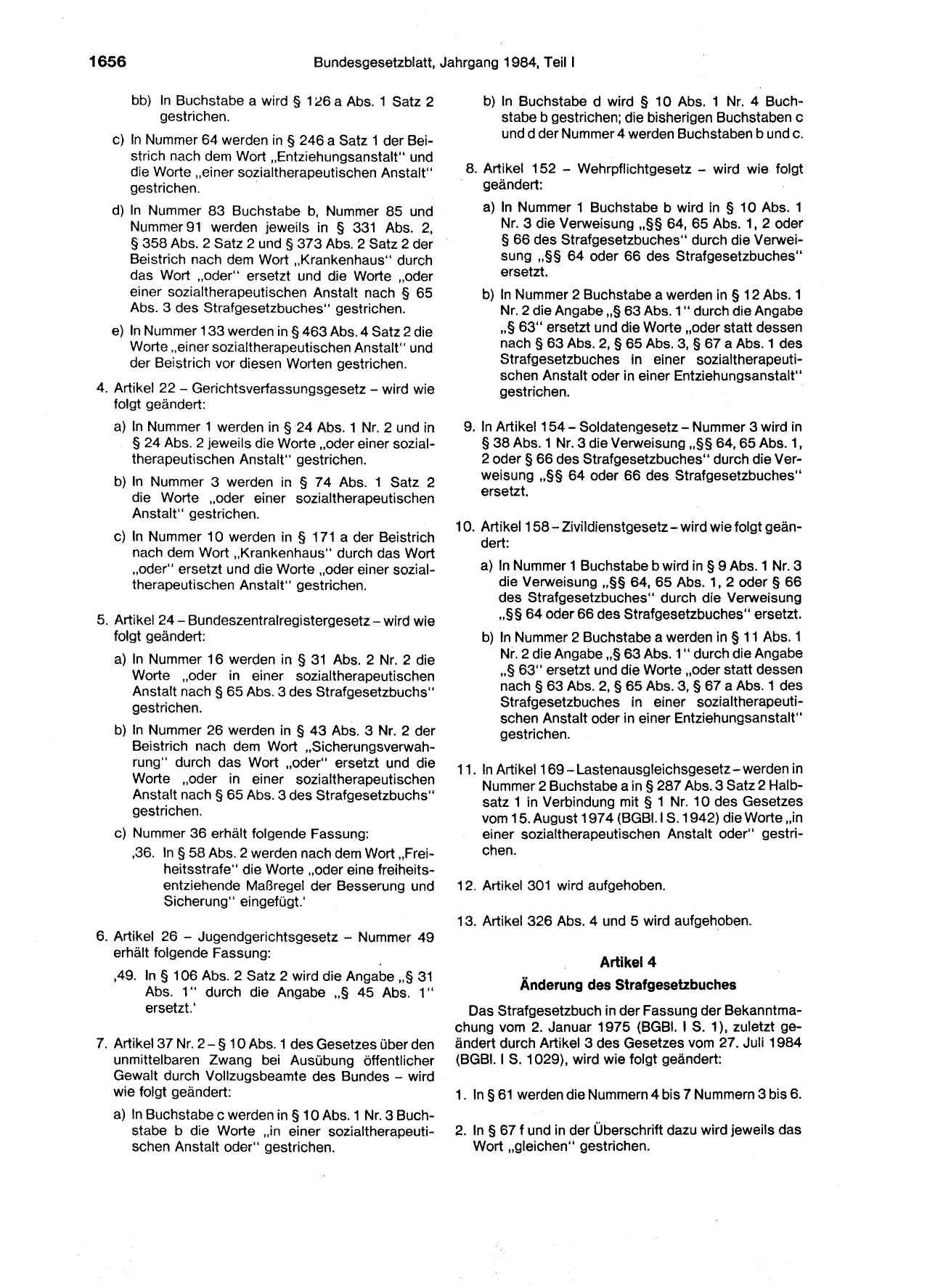 BGBl. 1984, Seite 1656 — Originalseite als Abbildung