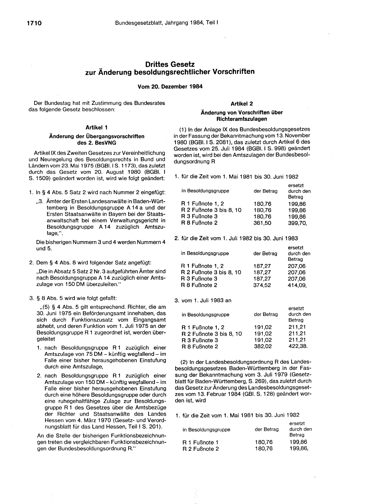 BGBl. 1984, Seite 1710 — Originalseite als Abbildung