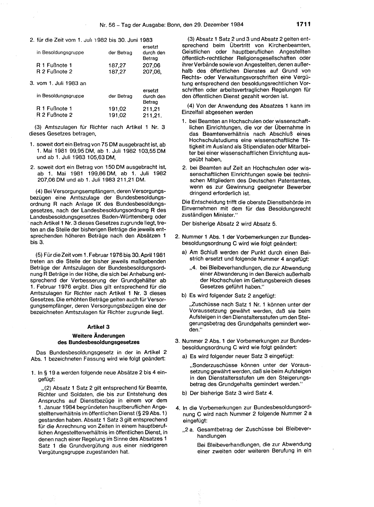 BGBl. 1984, Seite 1711 — Originalseite als Abbildung