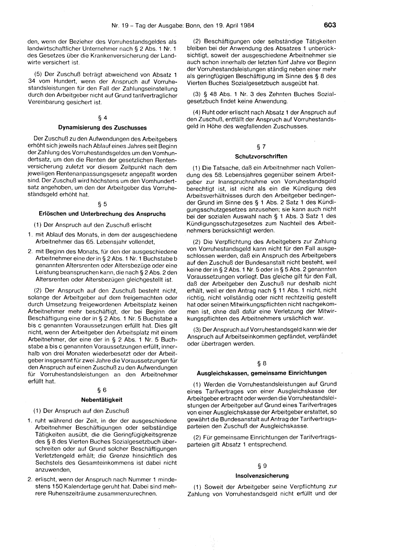 BGBl. 1984, Seite 603 — Originalseite als Abbildung