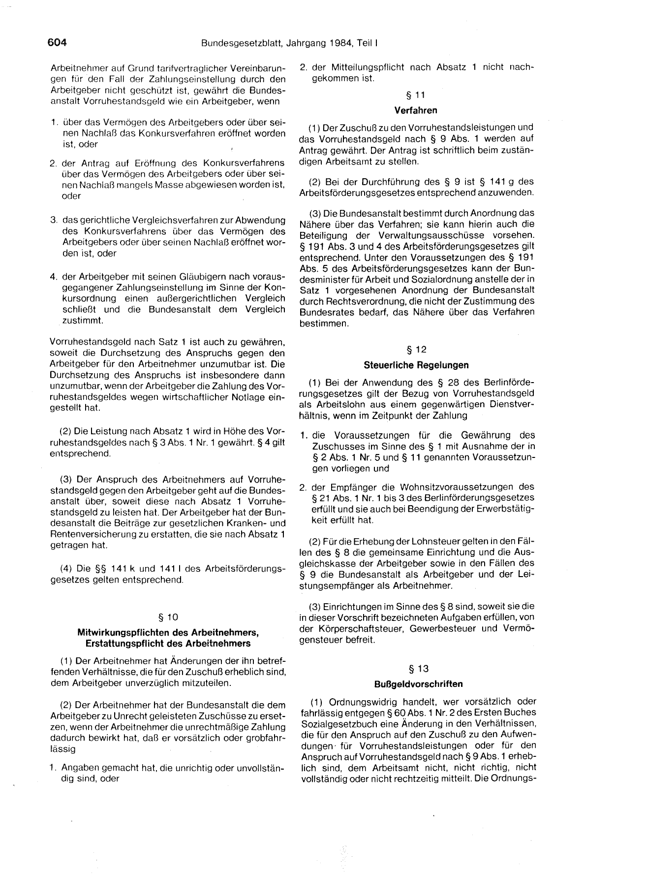 BGBl. 1984, Seite 604 — Originalseite als Abbildung
