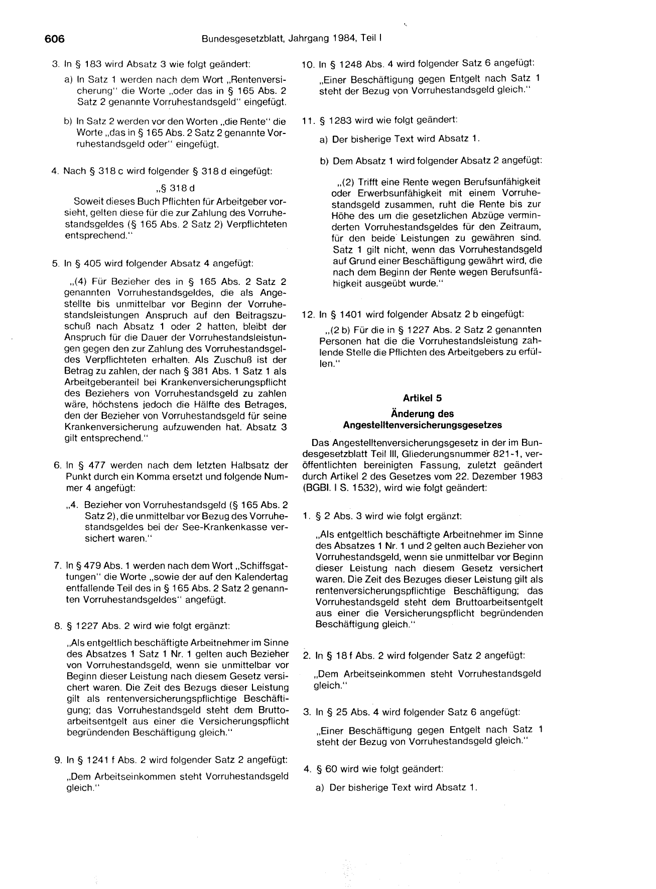 BGBl. 1984, Seite 606 — Originalseite als Abbildung