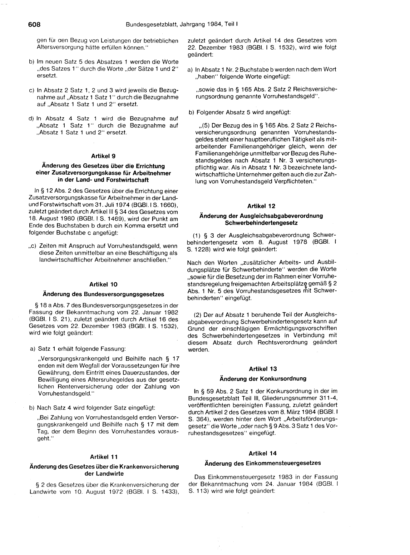 BGBl. 1984, Seite 608 — Originalseite als Abbildung