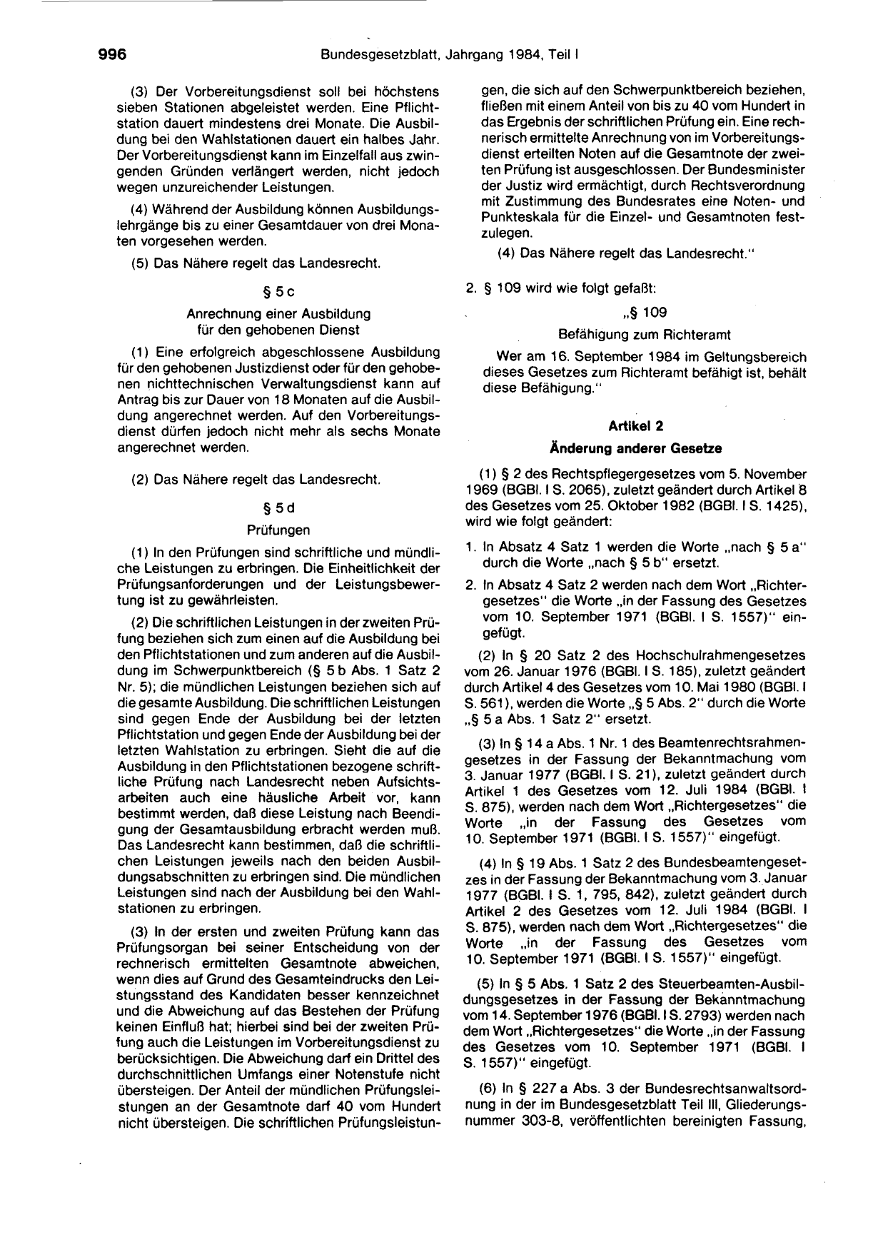BGBl. 1984, Seite 996 — Originalseite als Abbildung