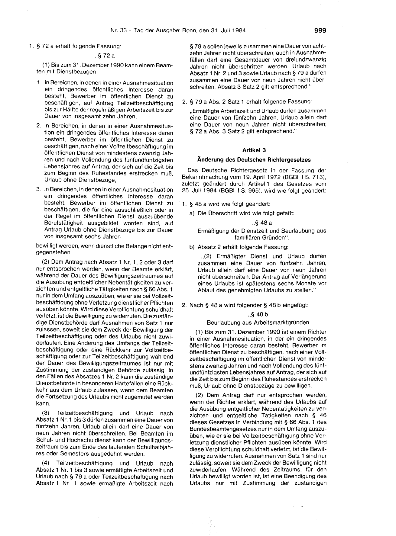 BGBl. 1984, Seite 999 — Originalseite als Abbildung