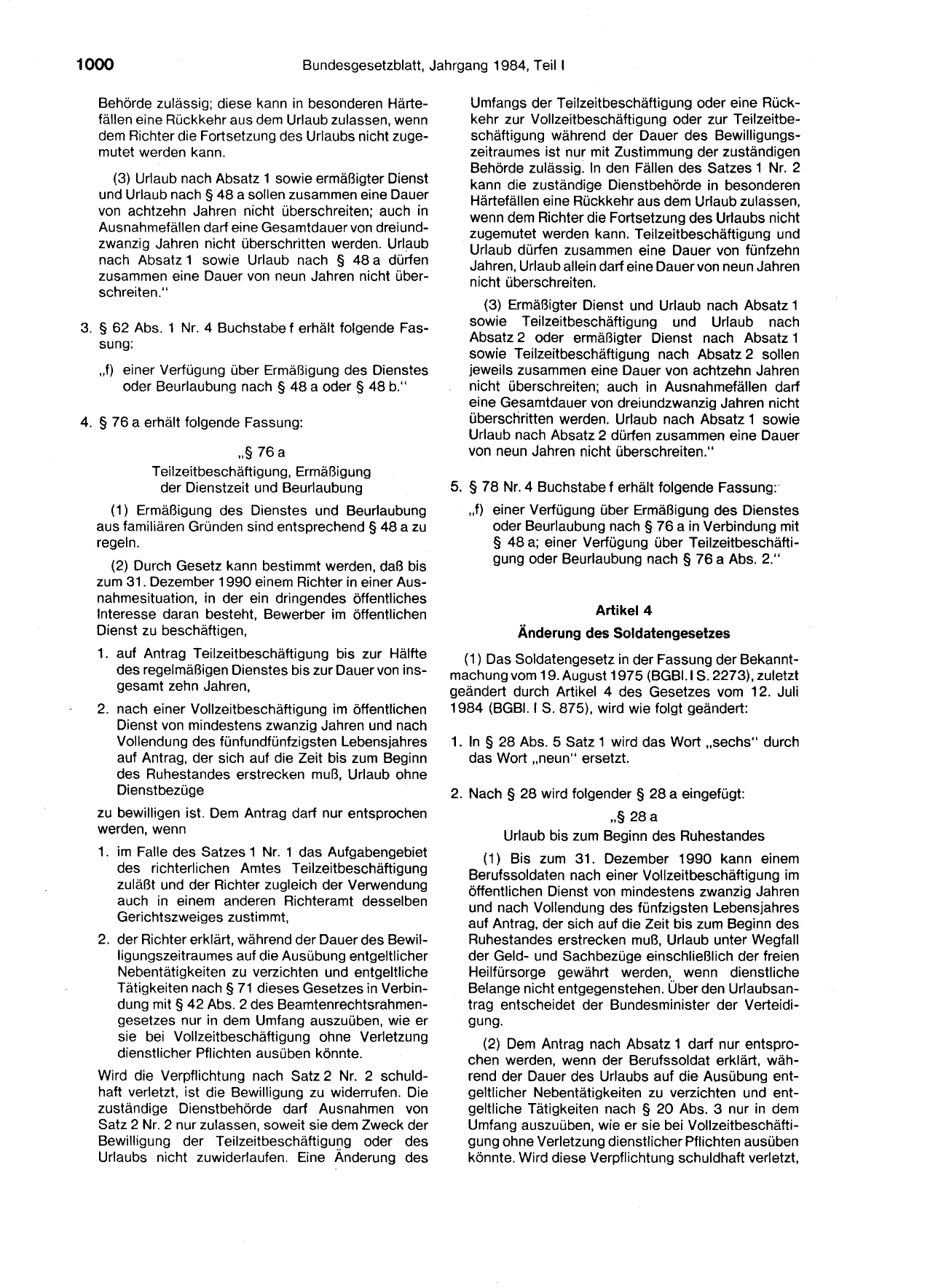 BGBl. 1984, Seite 1000 — Originalseite als Abbildung