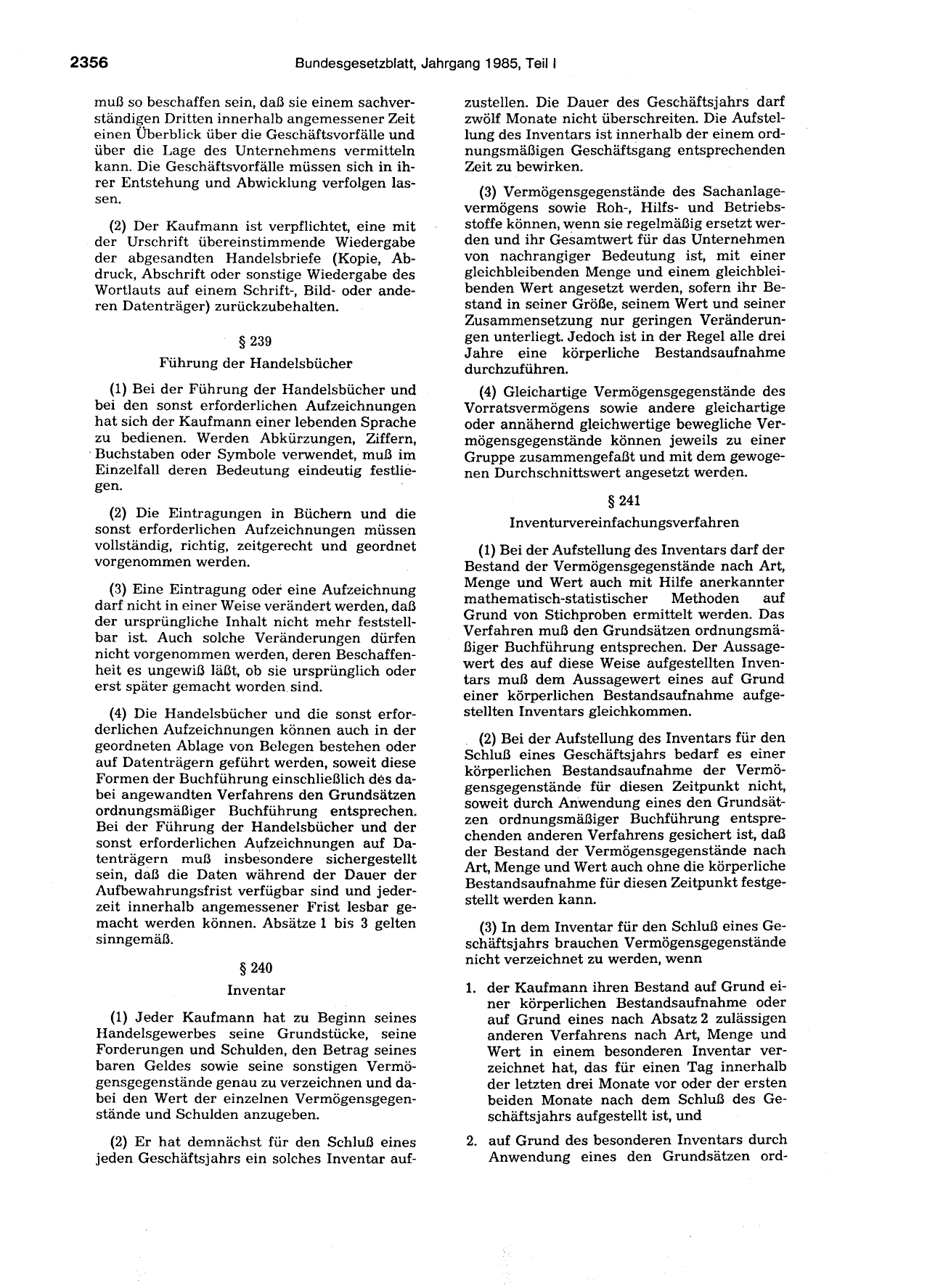 BGBl. 1985, Seite 2356 — Originalseite als Abbildung