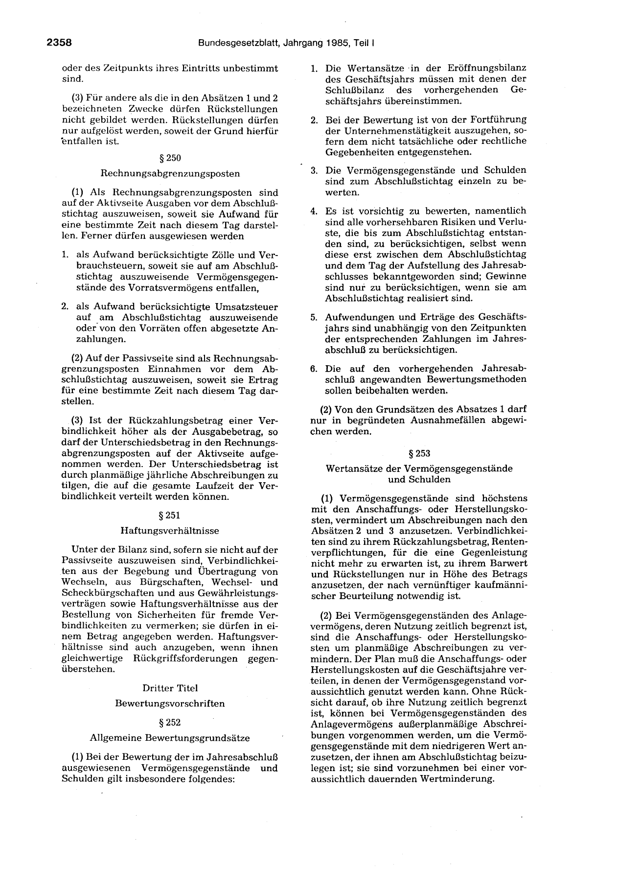 BGBl. 1985, Seite 2358 — Originalseite als Abbildung