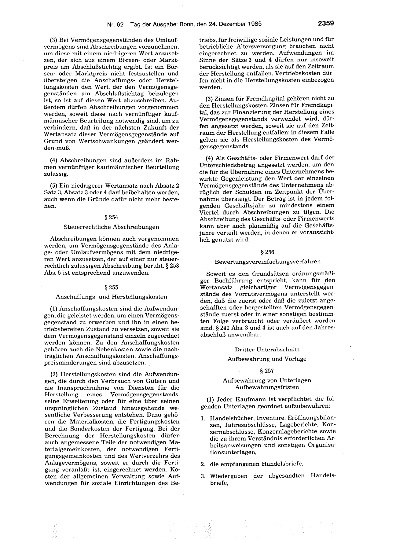 BGBl. 1985, Seite 2359 — Originalseite als Abbildung