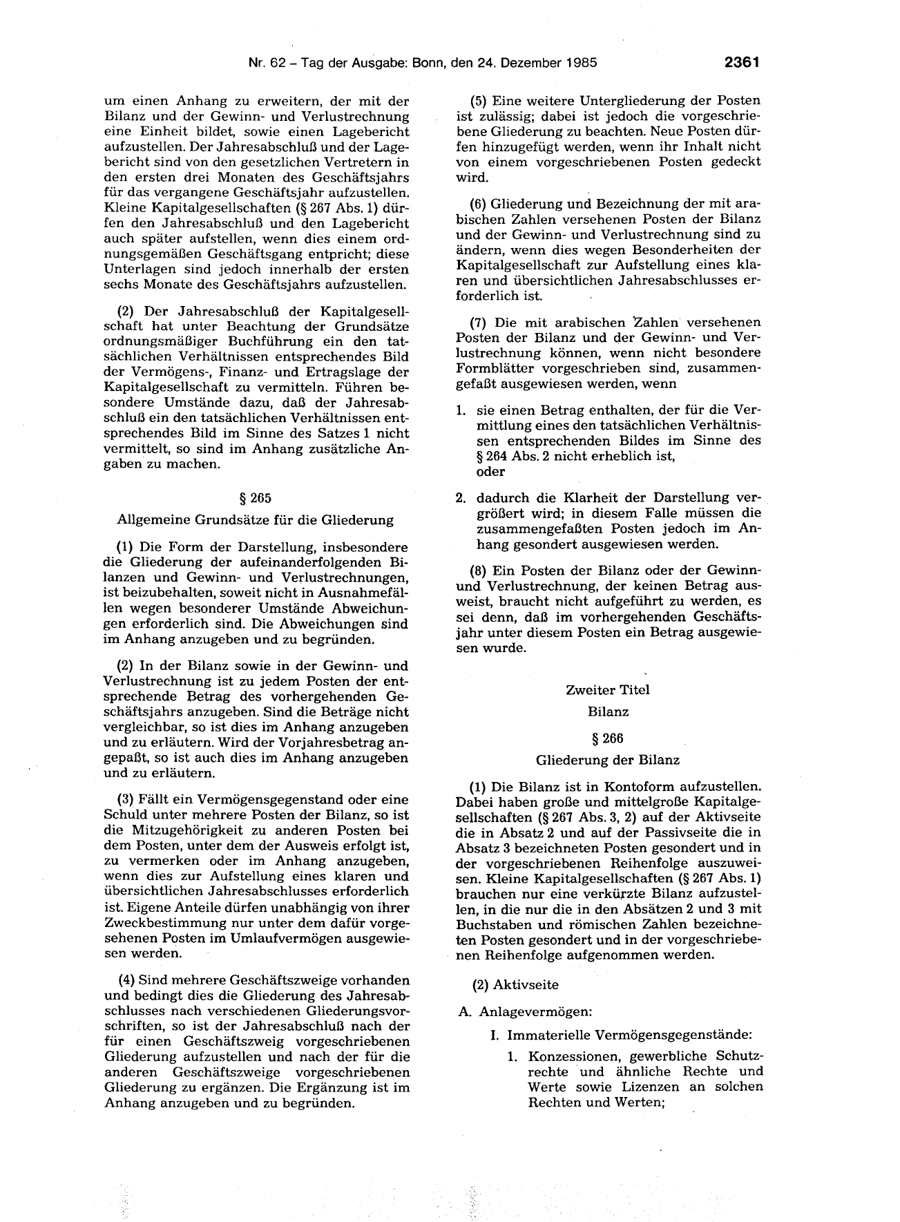 BGBl. 1985, Seite 2361 — Originalseite als Abbildung