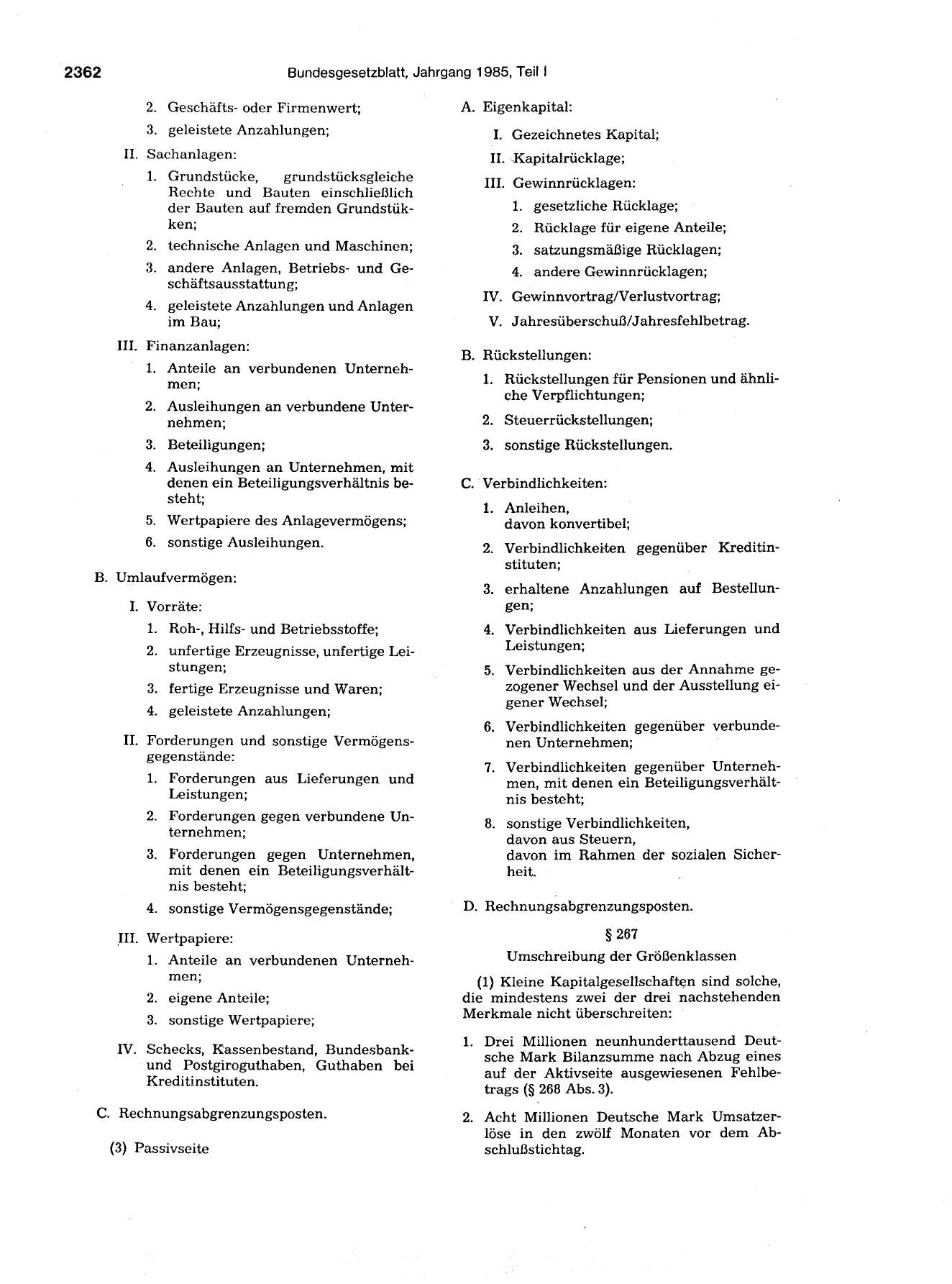 BGBl. 1985, Seite 2362 — Originalseite als Abbildung