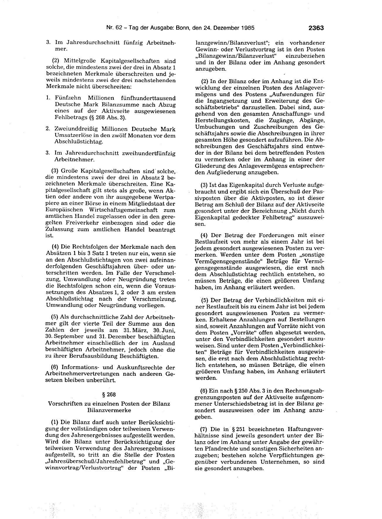BGBl. 1985, Seite 2363 — Originalseite als Abbildung