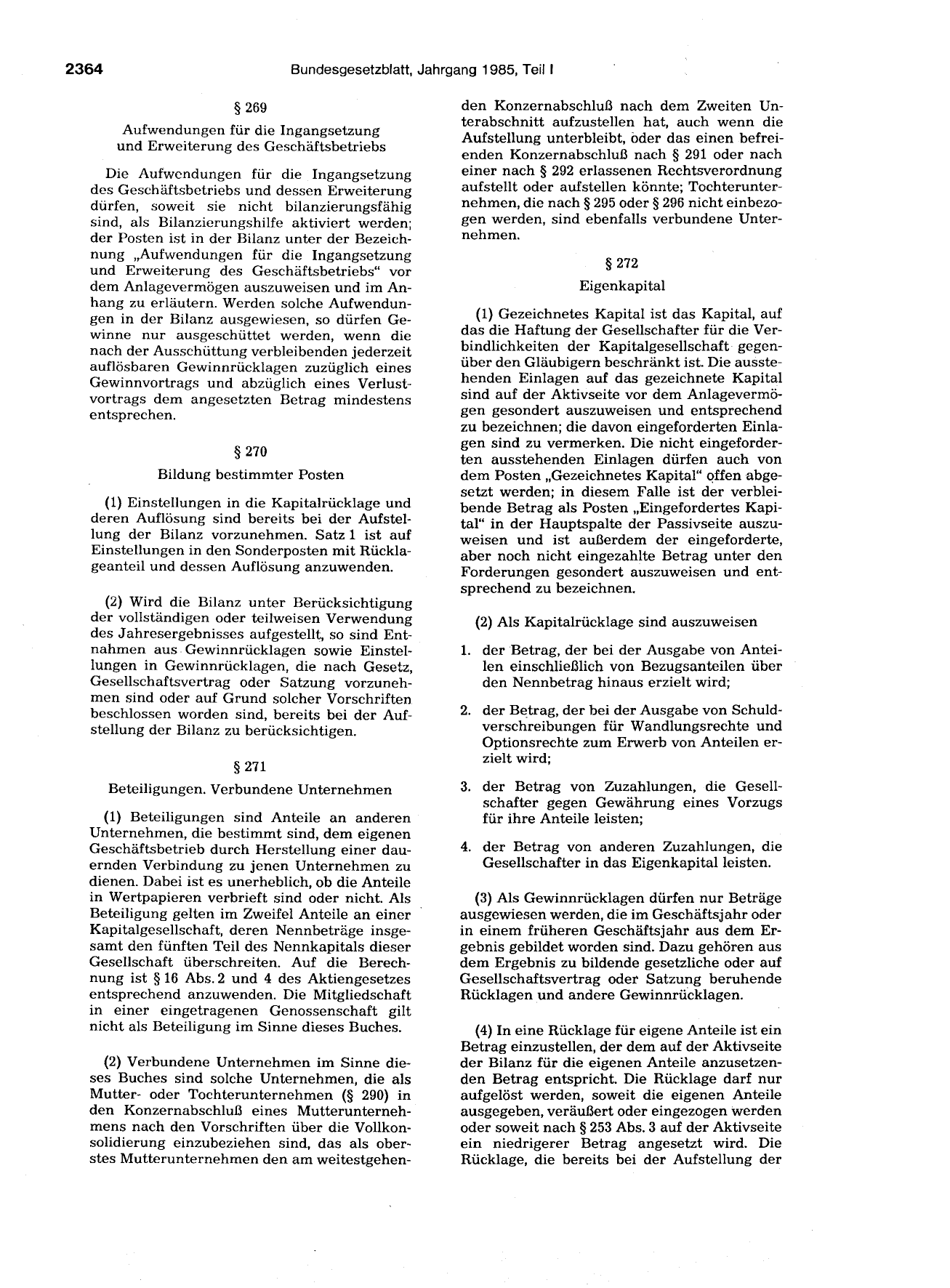 BGBl. 1985, Seite 2364 — Originalseite als Abbildung