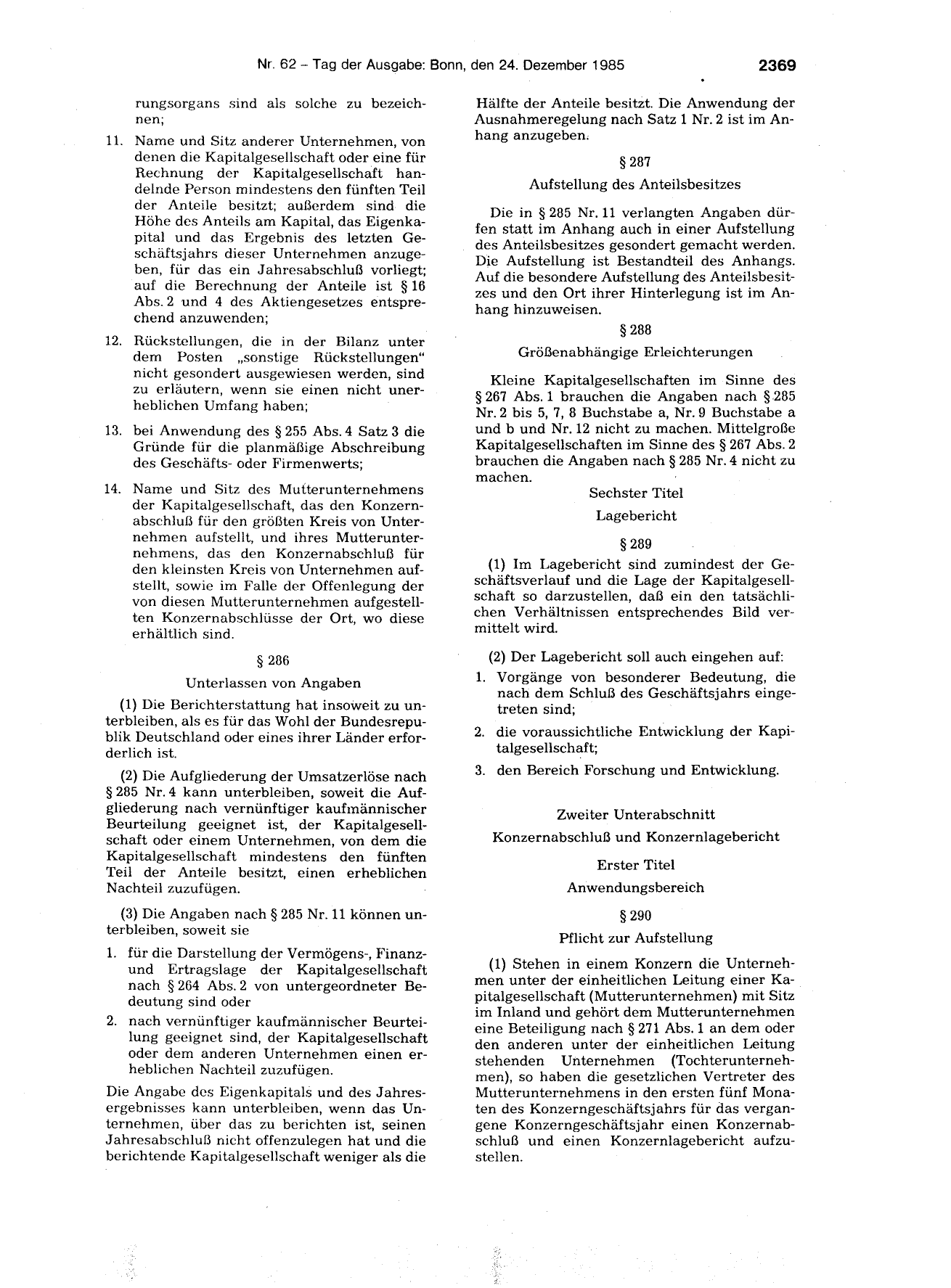 BGBl. 1985, Seite 2369 — Originalseite als Abbildung