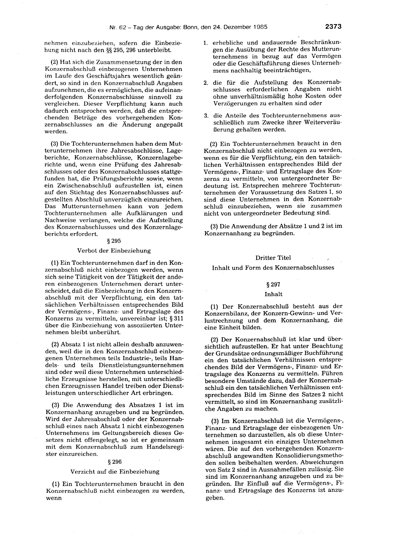 BGBl. 1985, Seite 2373 — Originalseite als Abbildung
