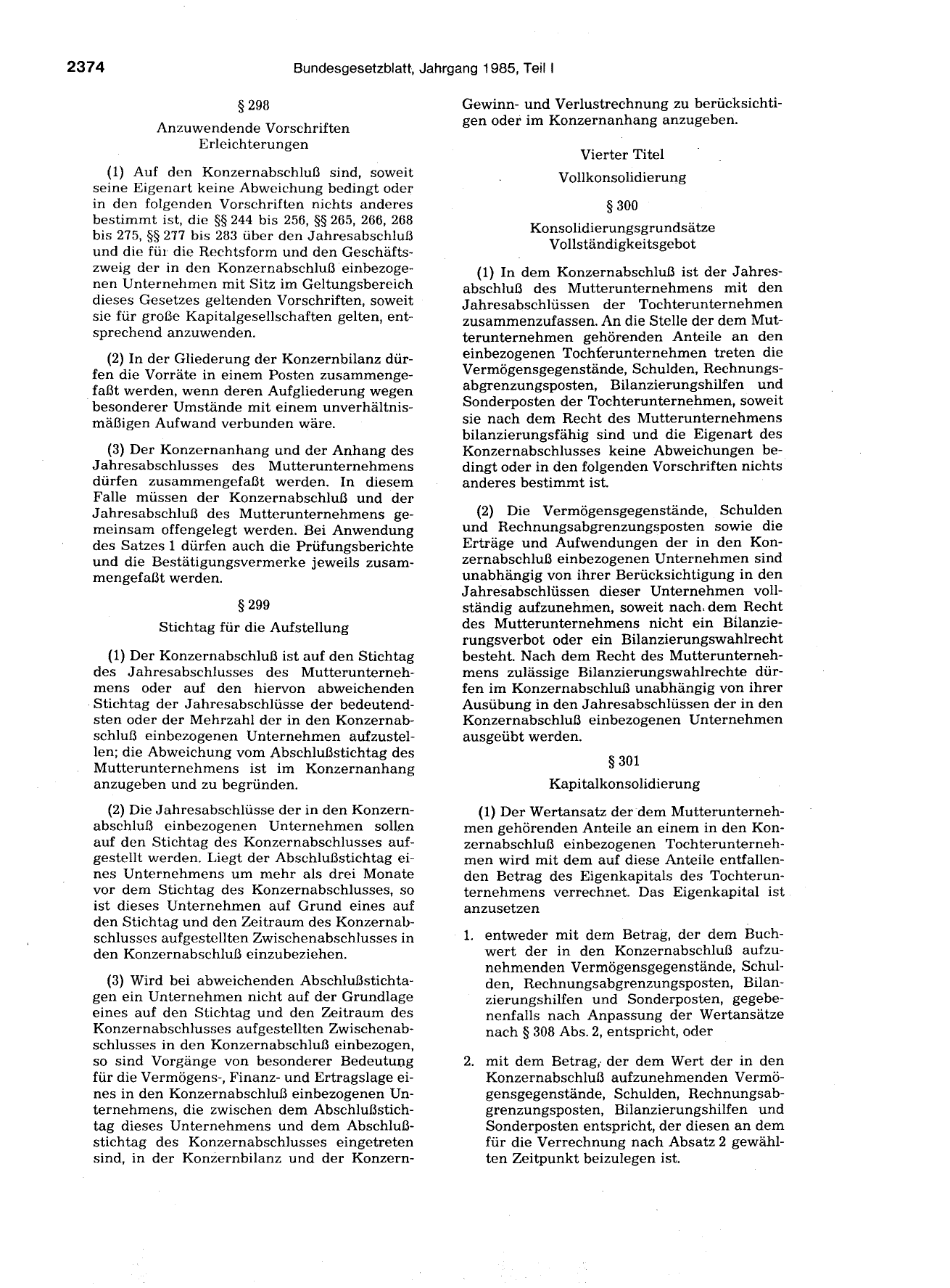 BGBl. 1985, Seite 2374 — Originalseite als Abbildung