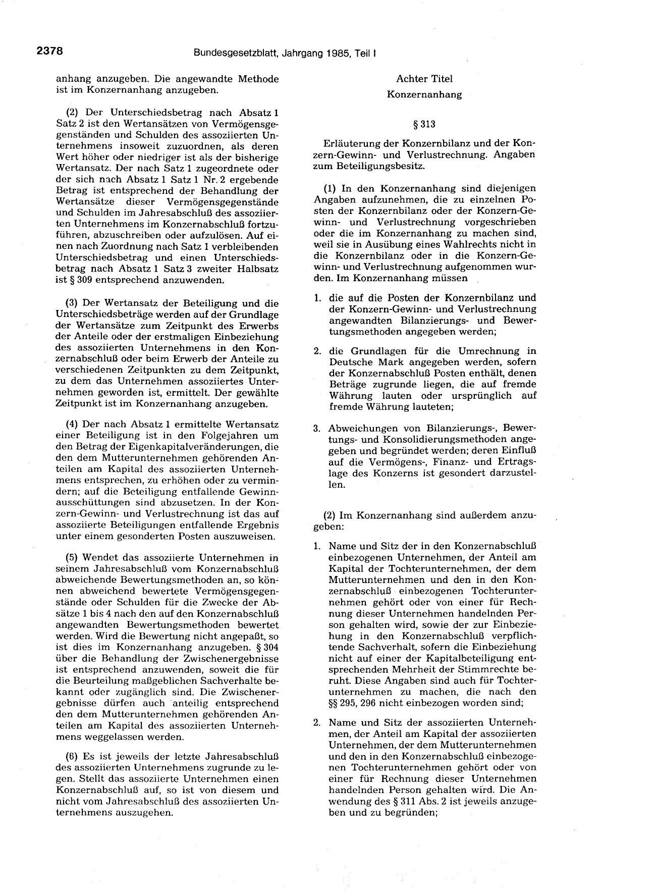 BGBl. 1985, Seite 2378 — Originalseite als Abbildung