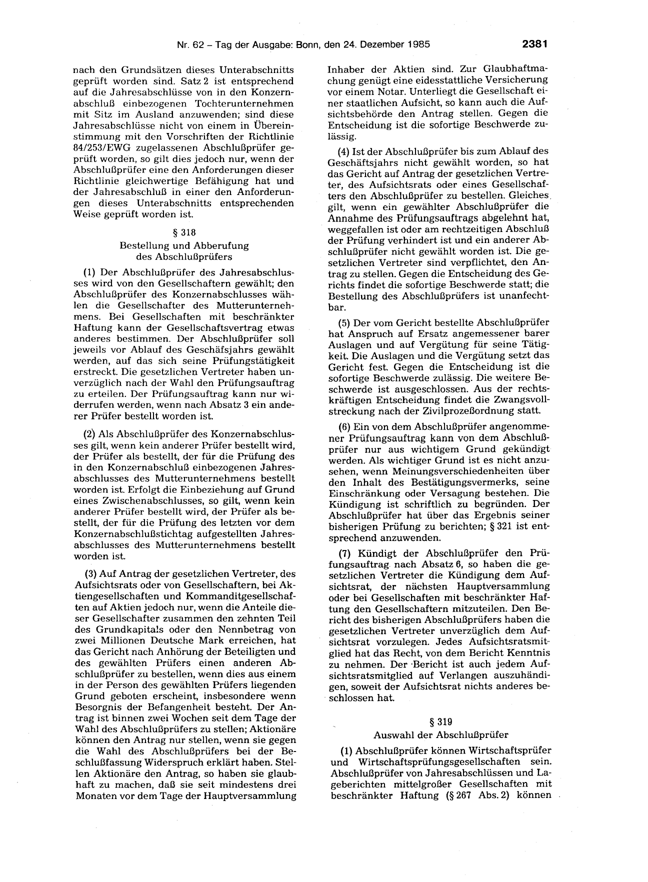 BGBl. 1985, Seite 2381 — Originalseite als Abbildung