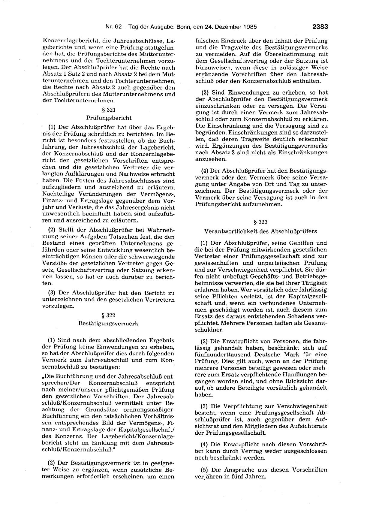 BGBl. 1985, Seite 2383 — Originalseite als Abbildung