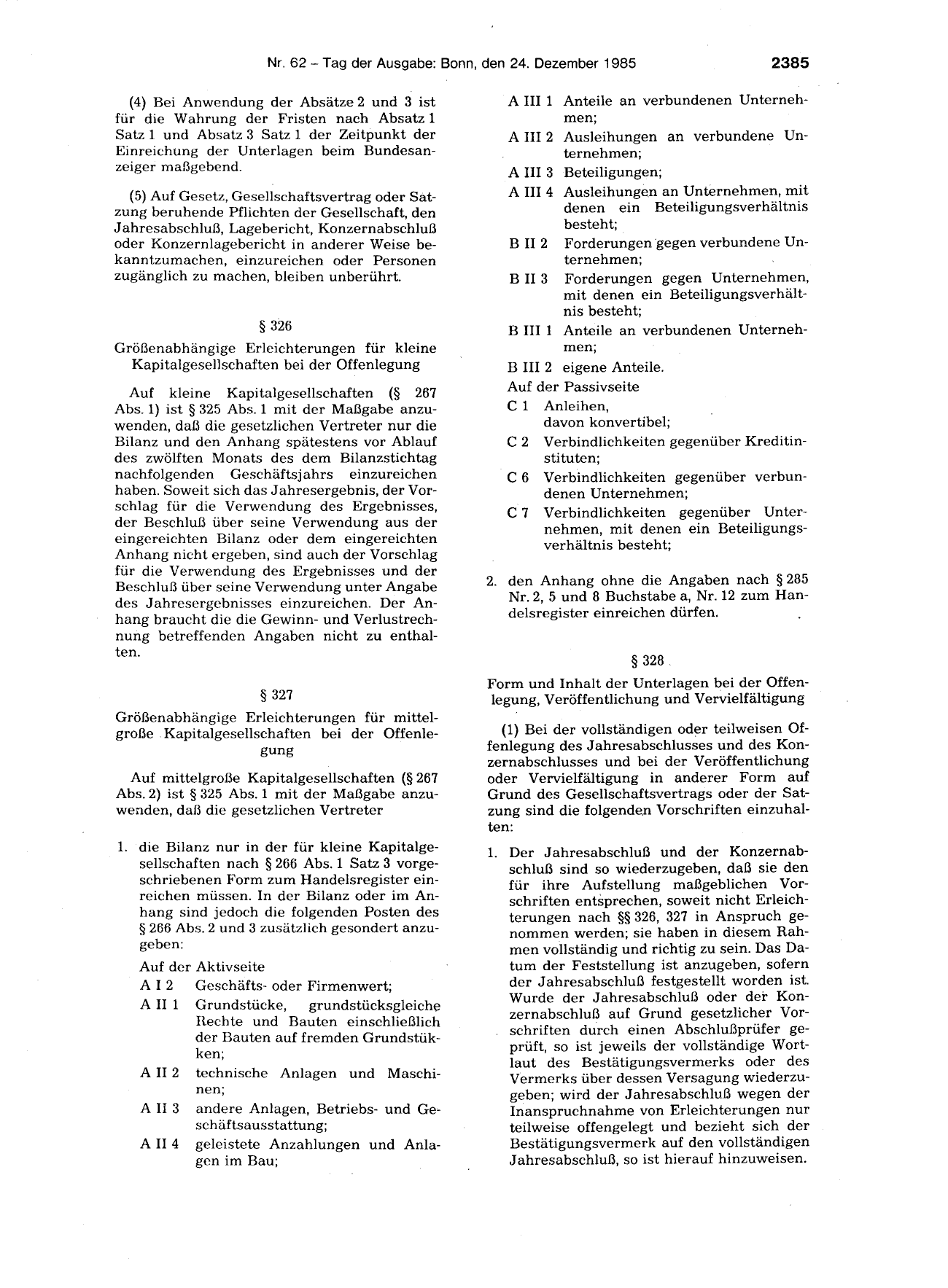 BGBl. 1985, Seite 2385 — Originalseite als Abbildung