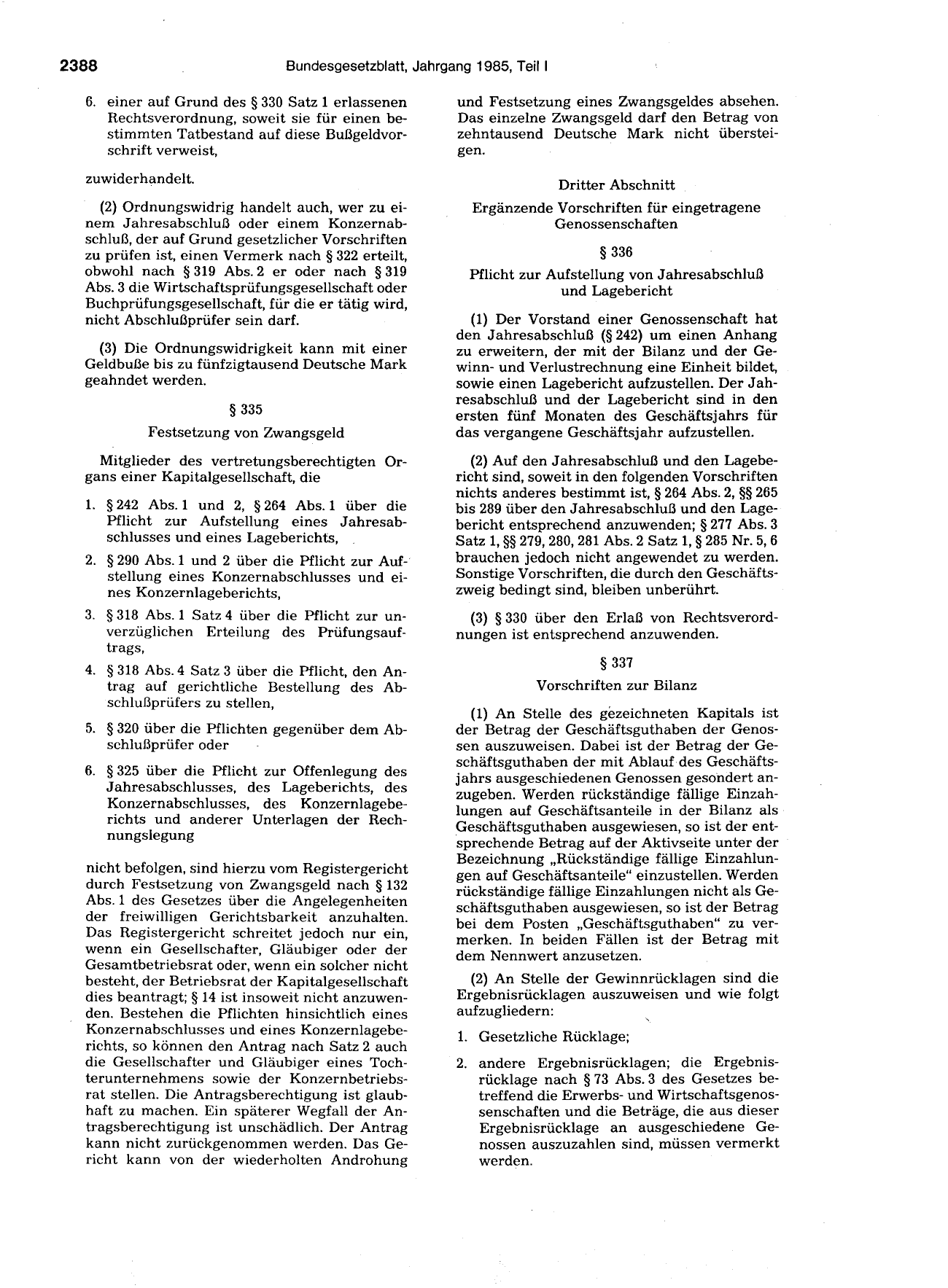 BGBl. 1985, Seite 2388 — Originalseite als Abbildung