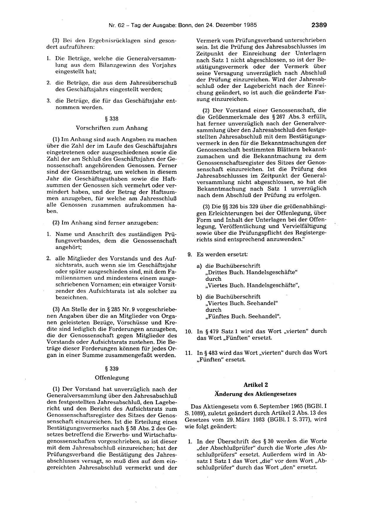 BGBl. 1985, Seite 2389 — Originalseite als Abbildung
