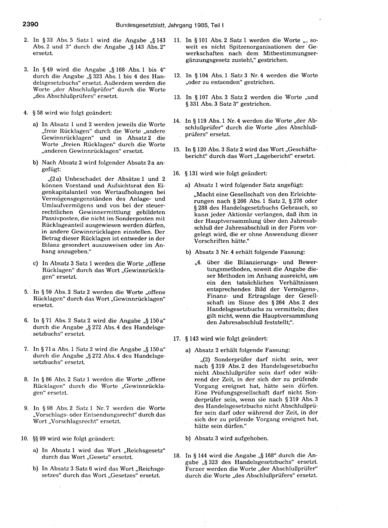 BGBl. 1985, Seite 2390 — Originalseite als Abbildung