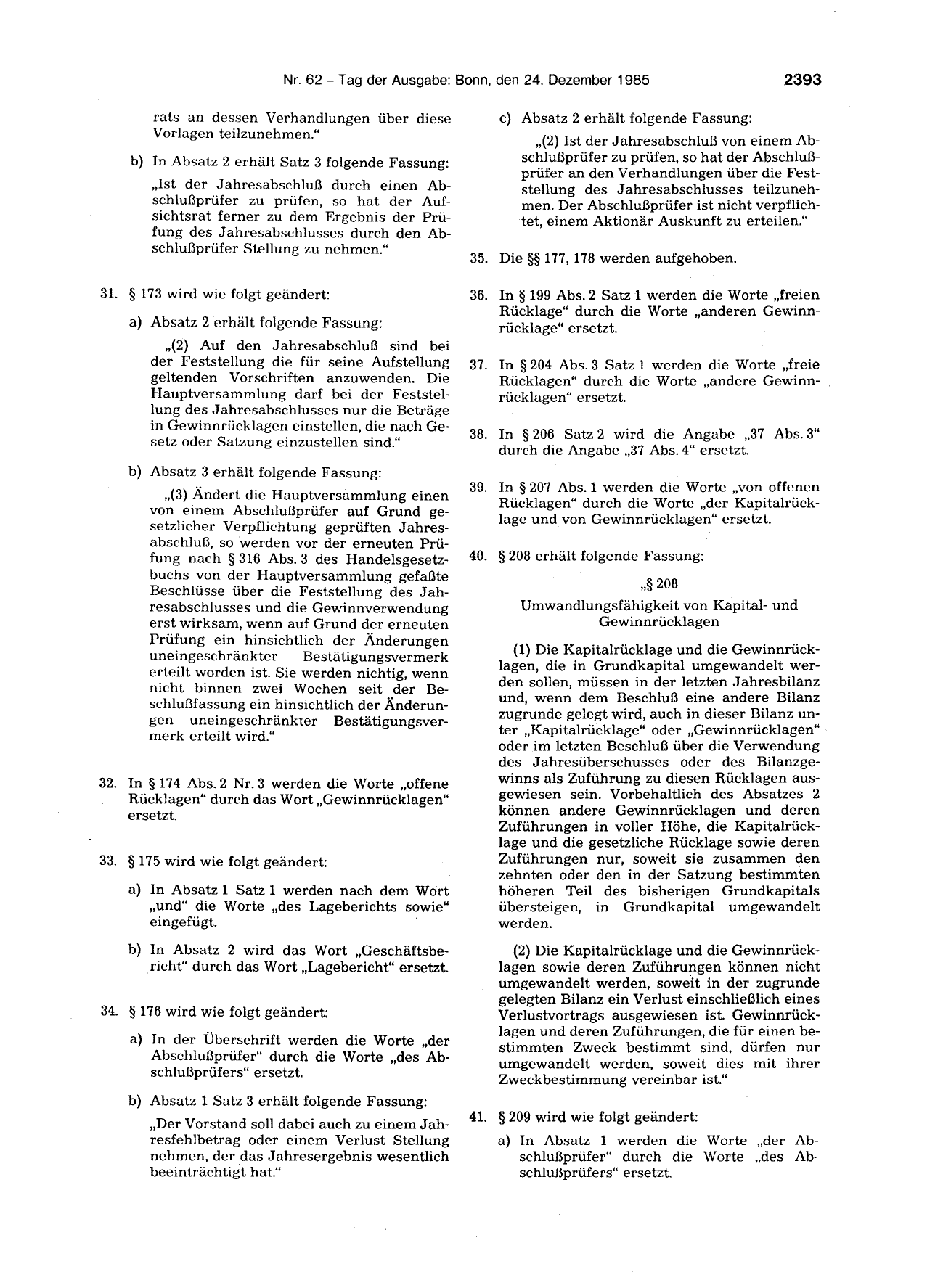 BGBl. 1985, Seite 2393 — Originalseite als Abbildung