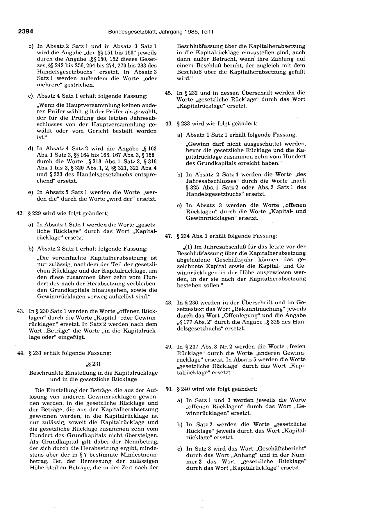 BGBl. 1985, Seite 2394 — Originalseite als Abbildung