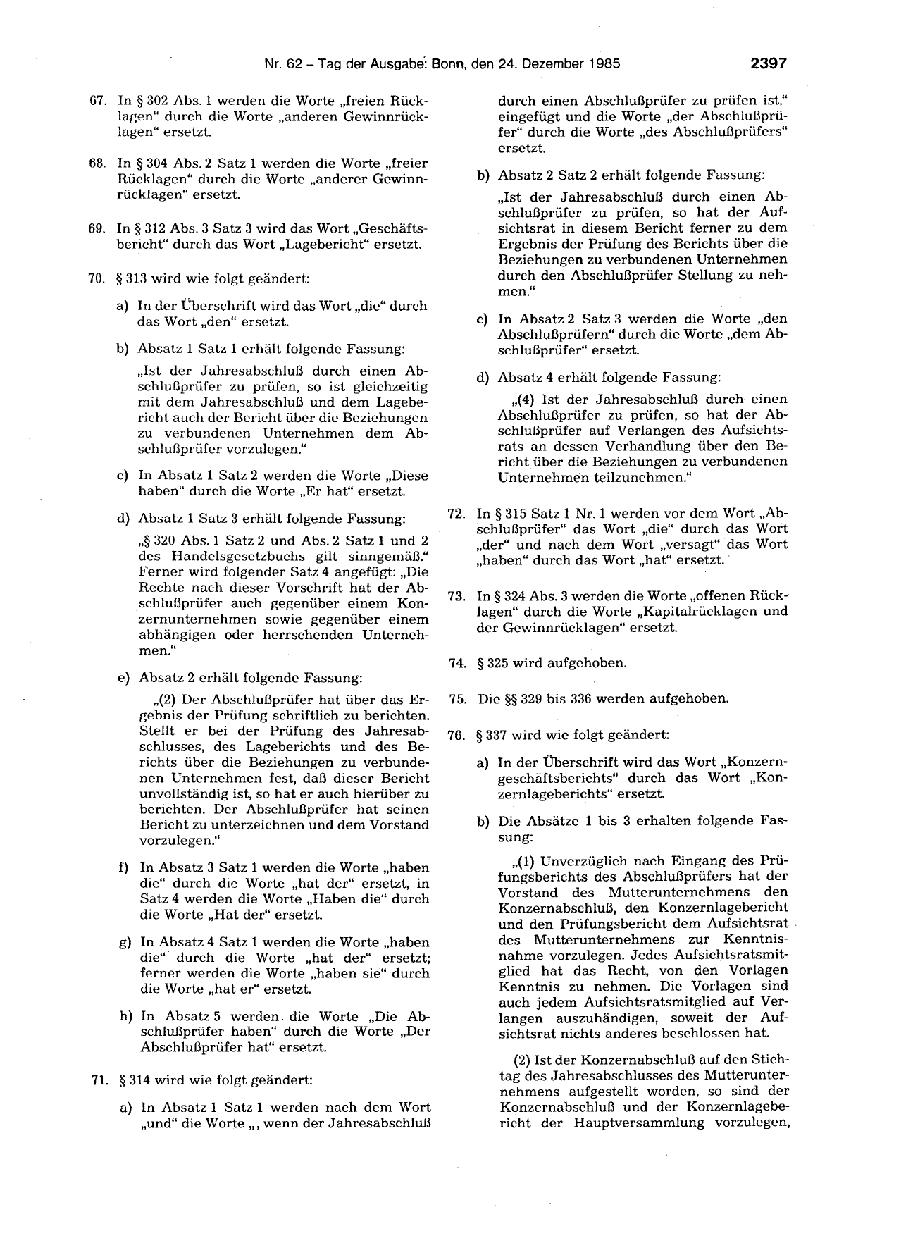 BGBl. 1985, Seite 2397 — Originalseite als Abbildung