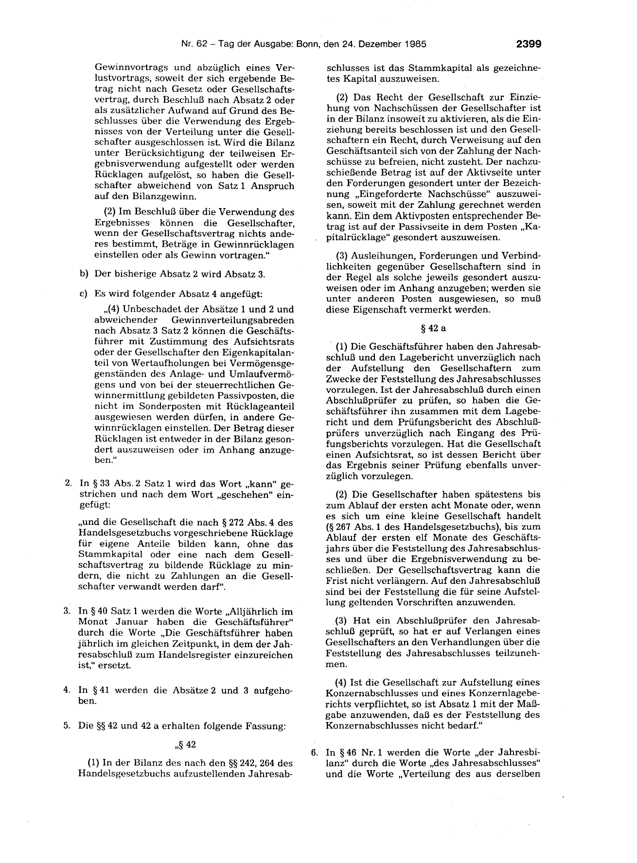 BGBl. 1985, Seite 2399 — Originalseite als Abbildung