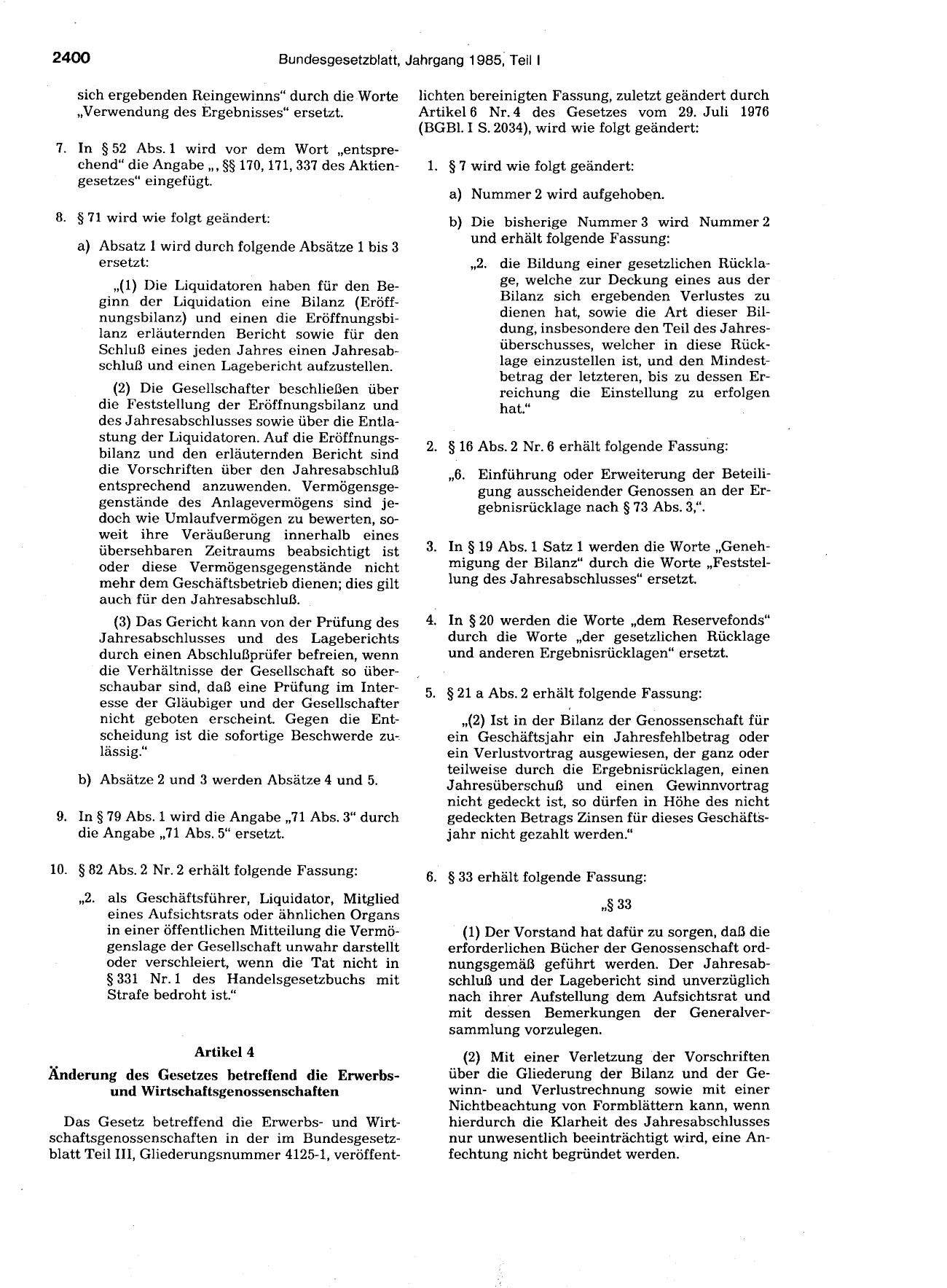 BGBl. 1985, Seite 2400 — Originalseite als Abbildung