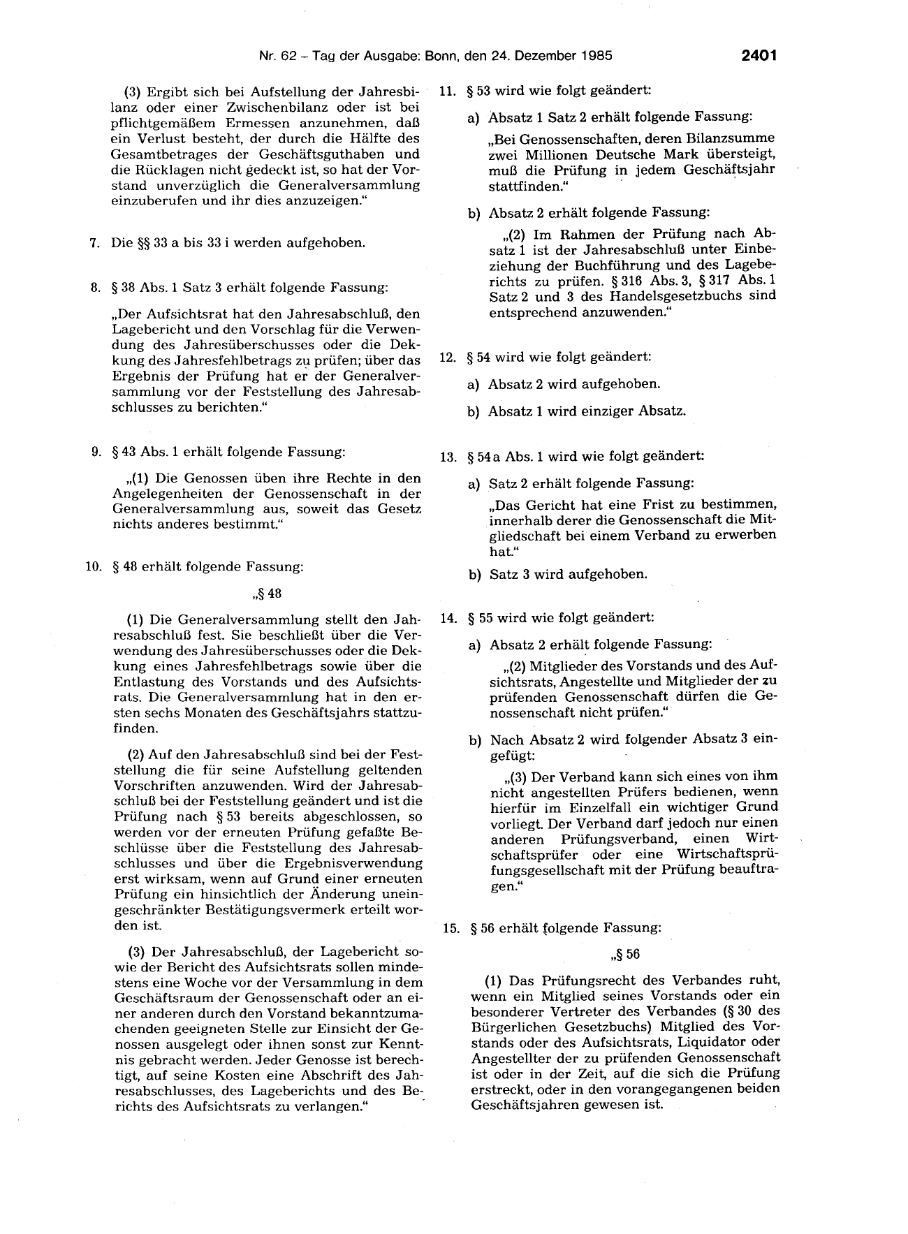BGBl. 1985, Seite 2401 — Originalseite als Abbildung