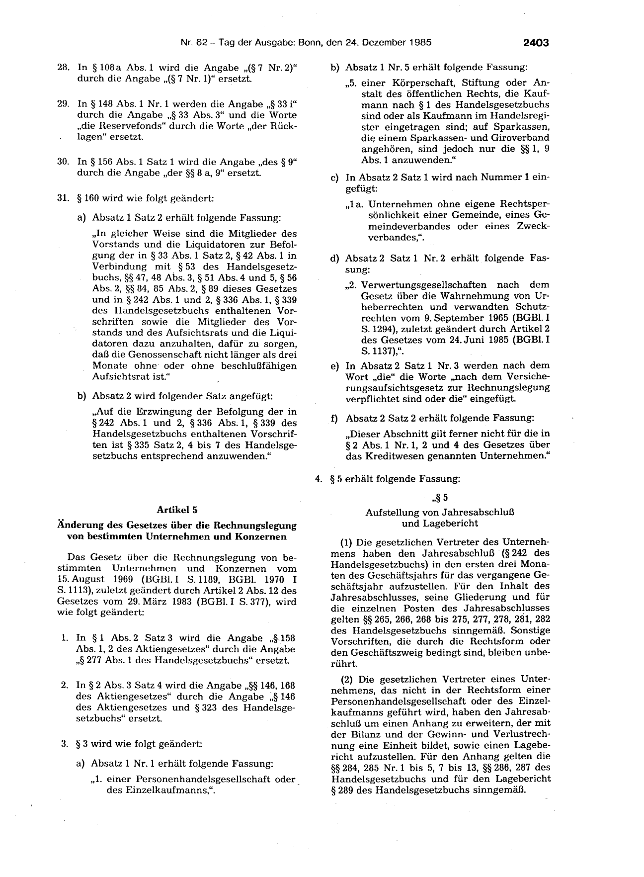 BGBl. 1985, Seite 2403 — Originalseite als Abbildung