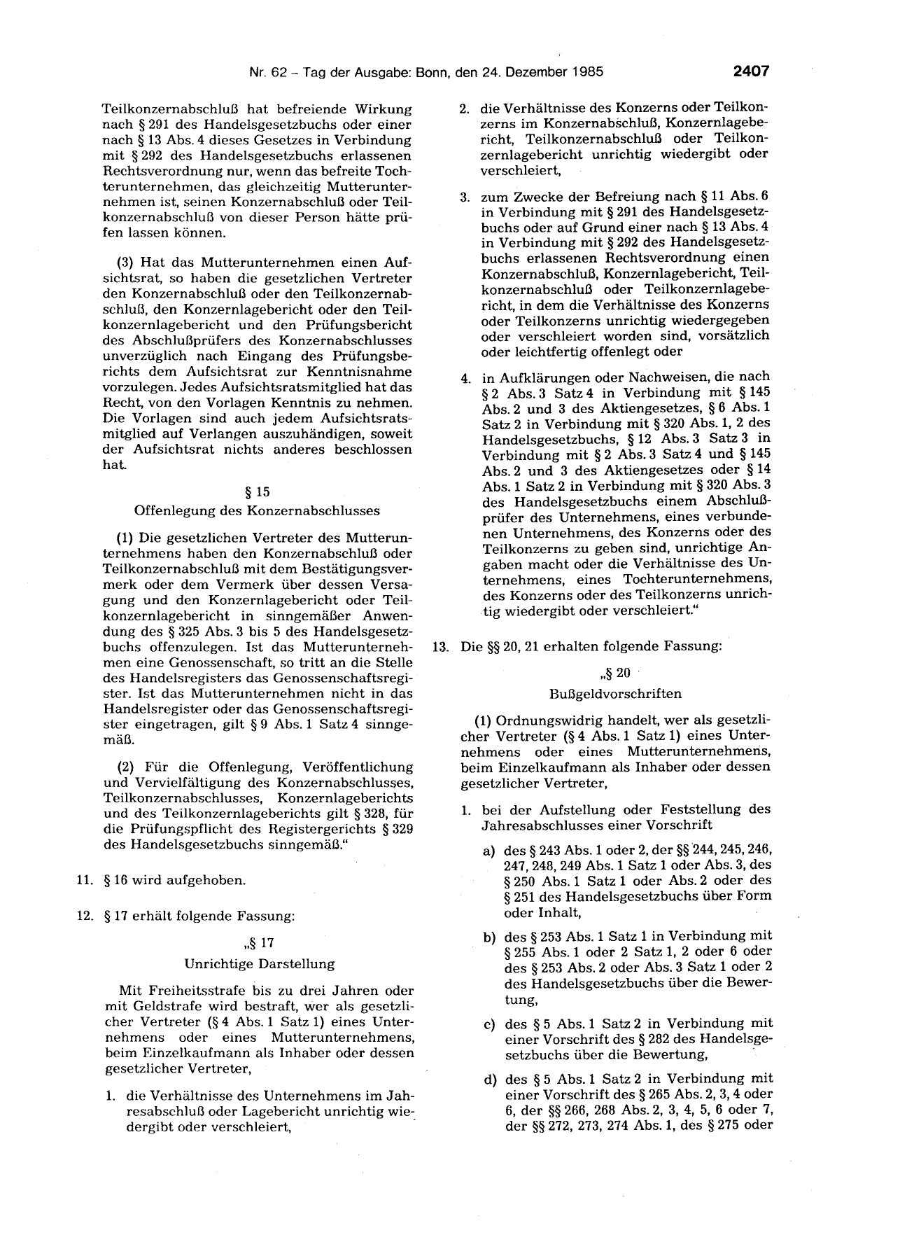 BGBl. 1985, Seite 2407 — Originalseite als Abbildung