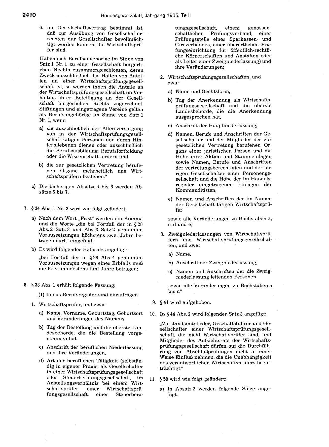 BGBl. 1985, Seite 2410 — Originalseite als Abbildung