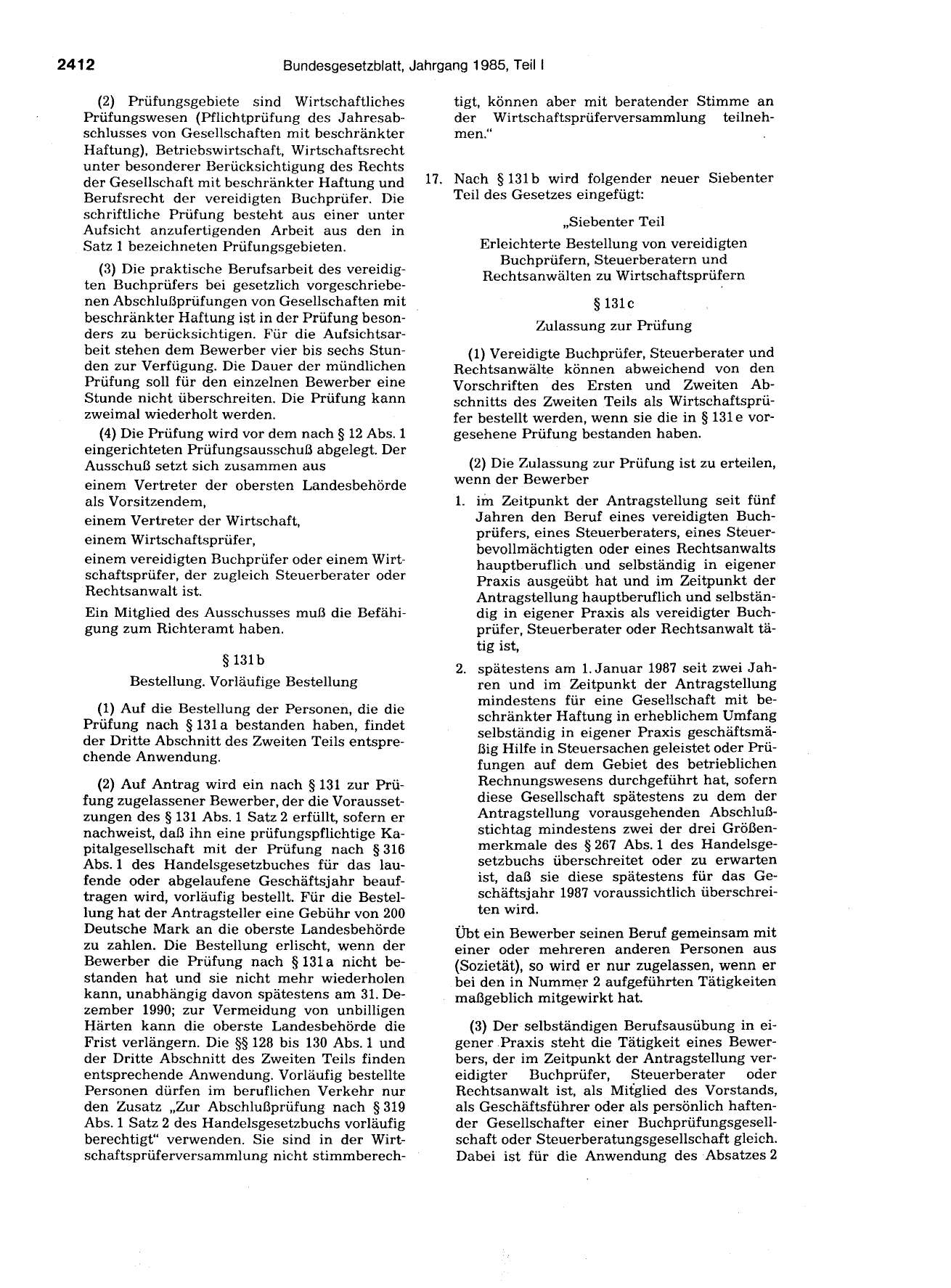 BGBl. 1985, Seite 2412 — Originalseite als Abbildung