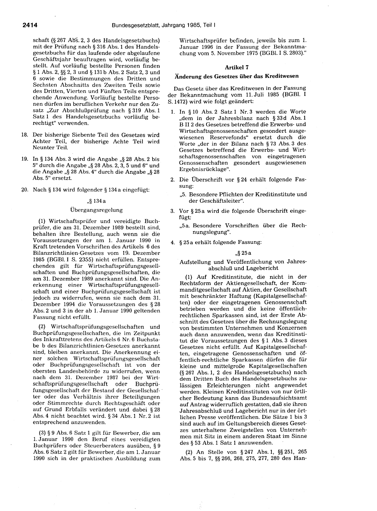 BGBl. 1985, Seite 2414 — Originalseite als Abbildung