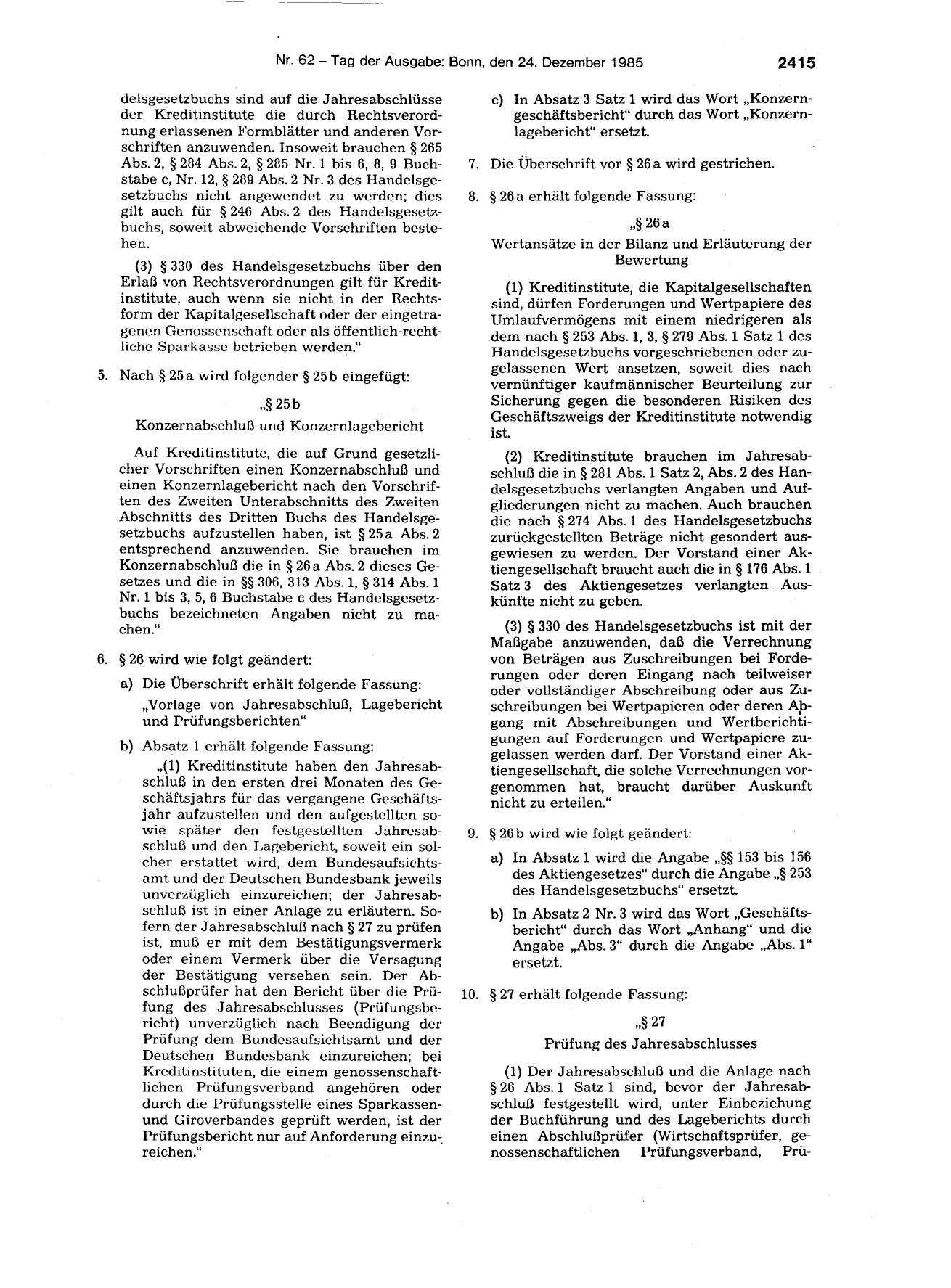 BGBl. 1985, Seite 2415 — Originalseite als Abbildung