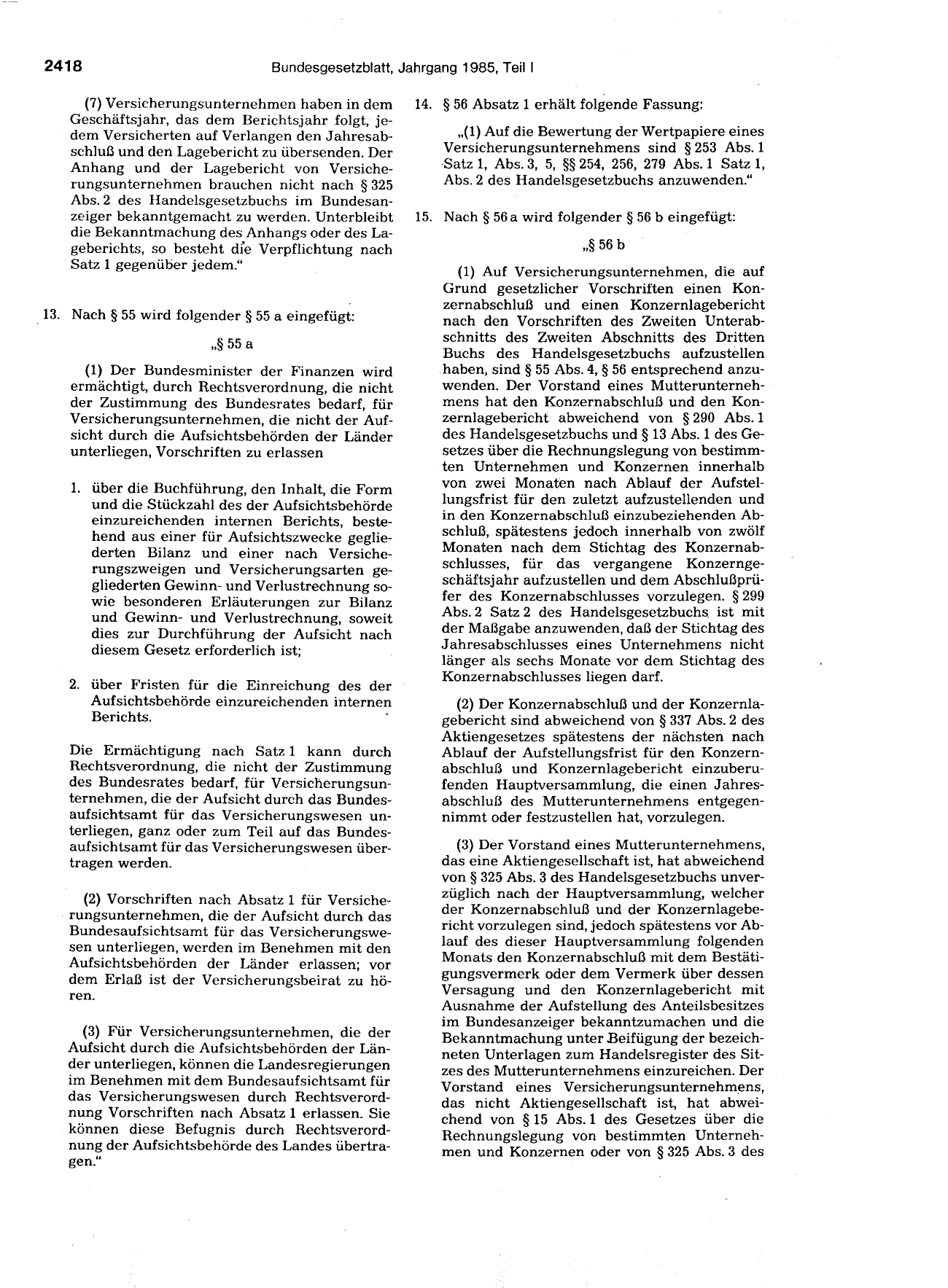 BGBl. 1985, Seite 2418 — Originalseite als Abbildung