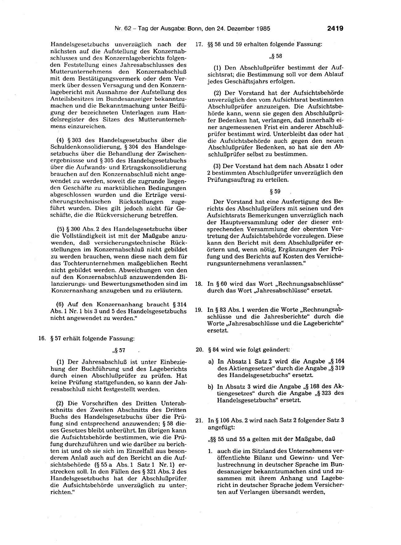 BGBl. 1985, Seite 2419 — Originalseite als Abbildung